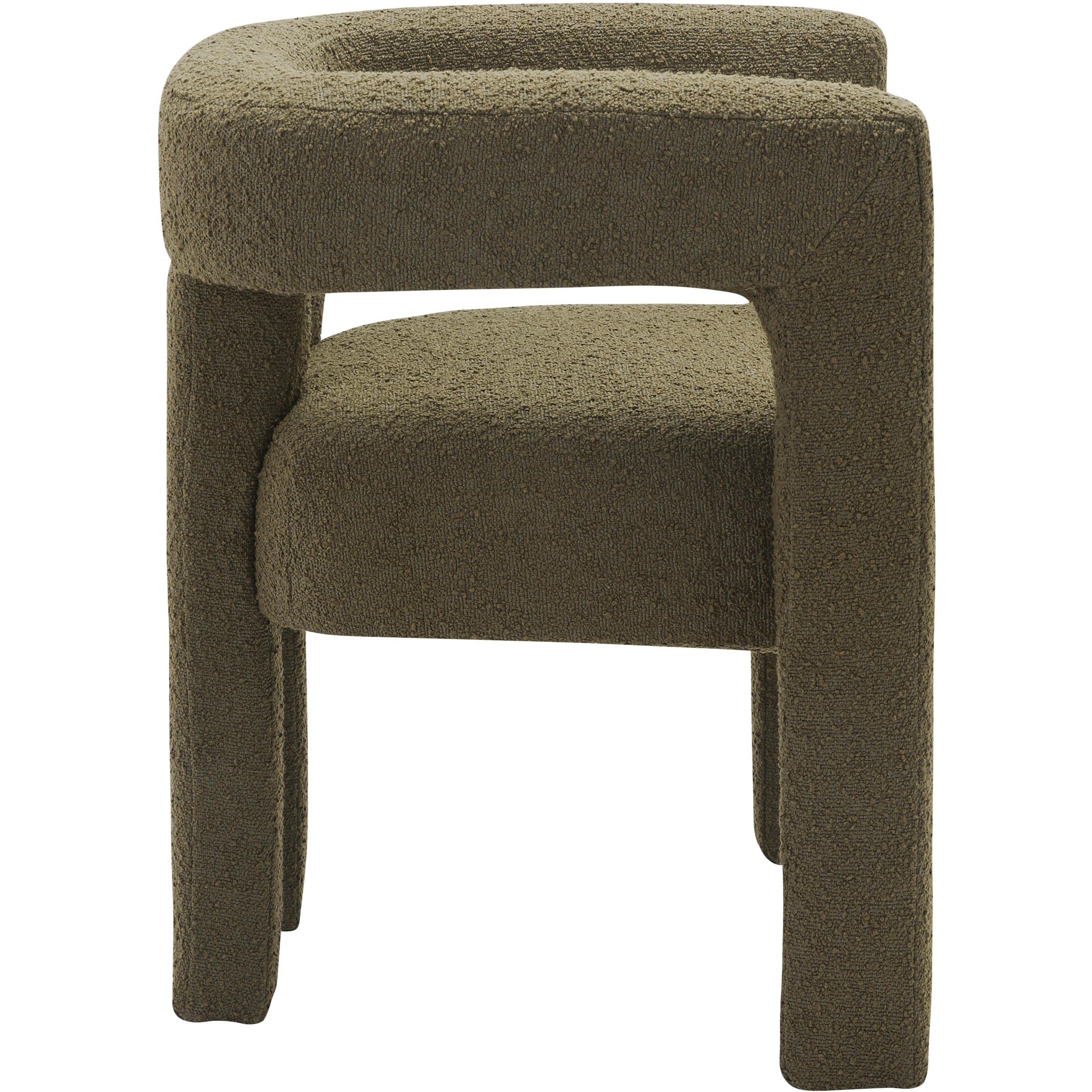 Meridian Athena Olive Green Boucle Fabric Accent/Dining Chair