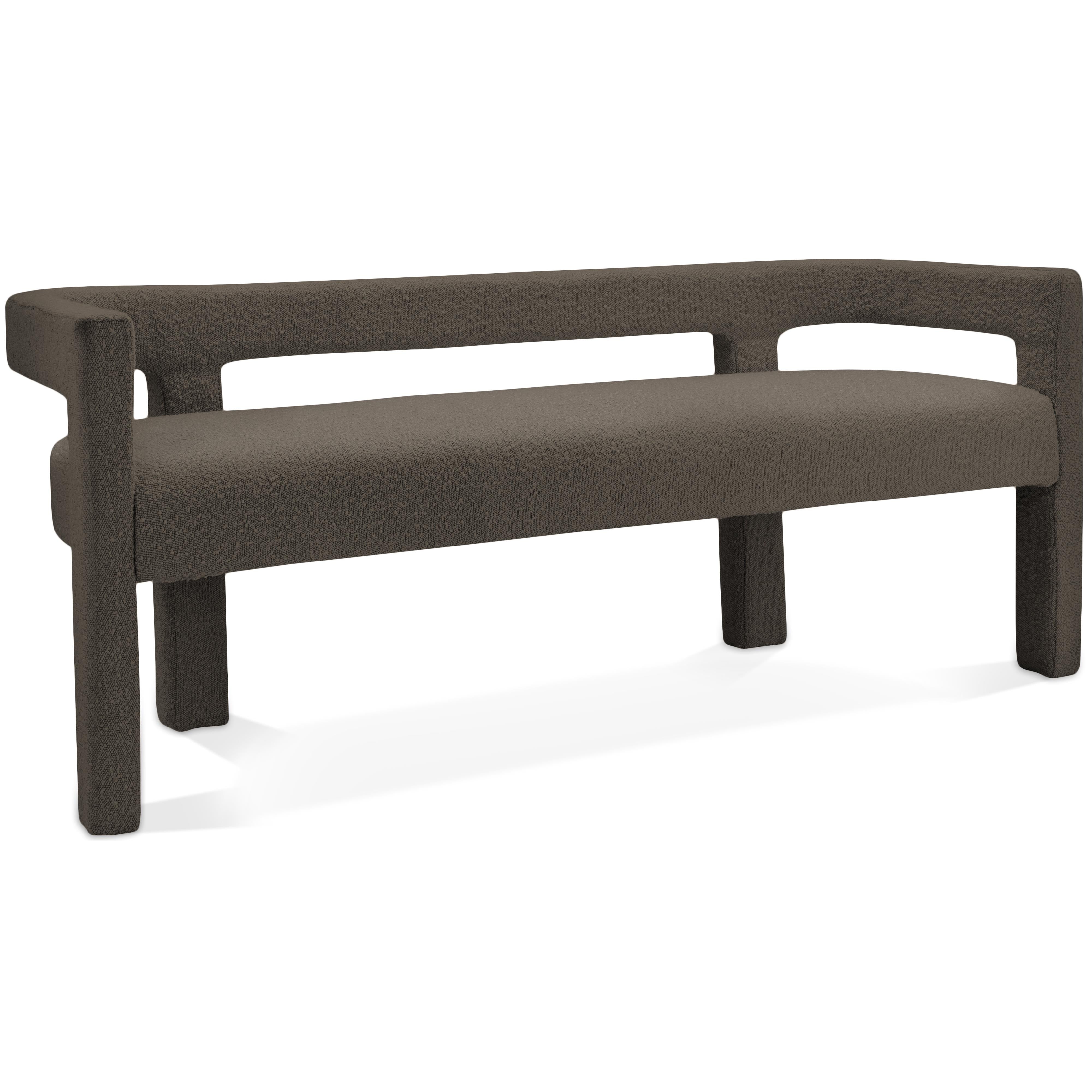 Meridian Athena Brown Boucle Fabric Bench