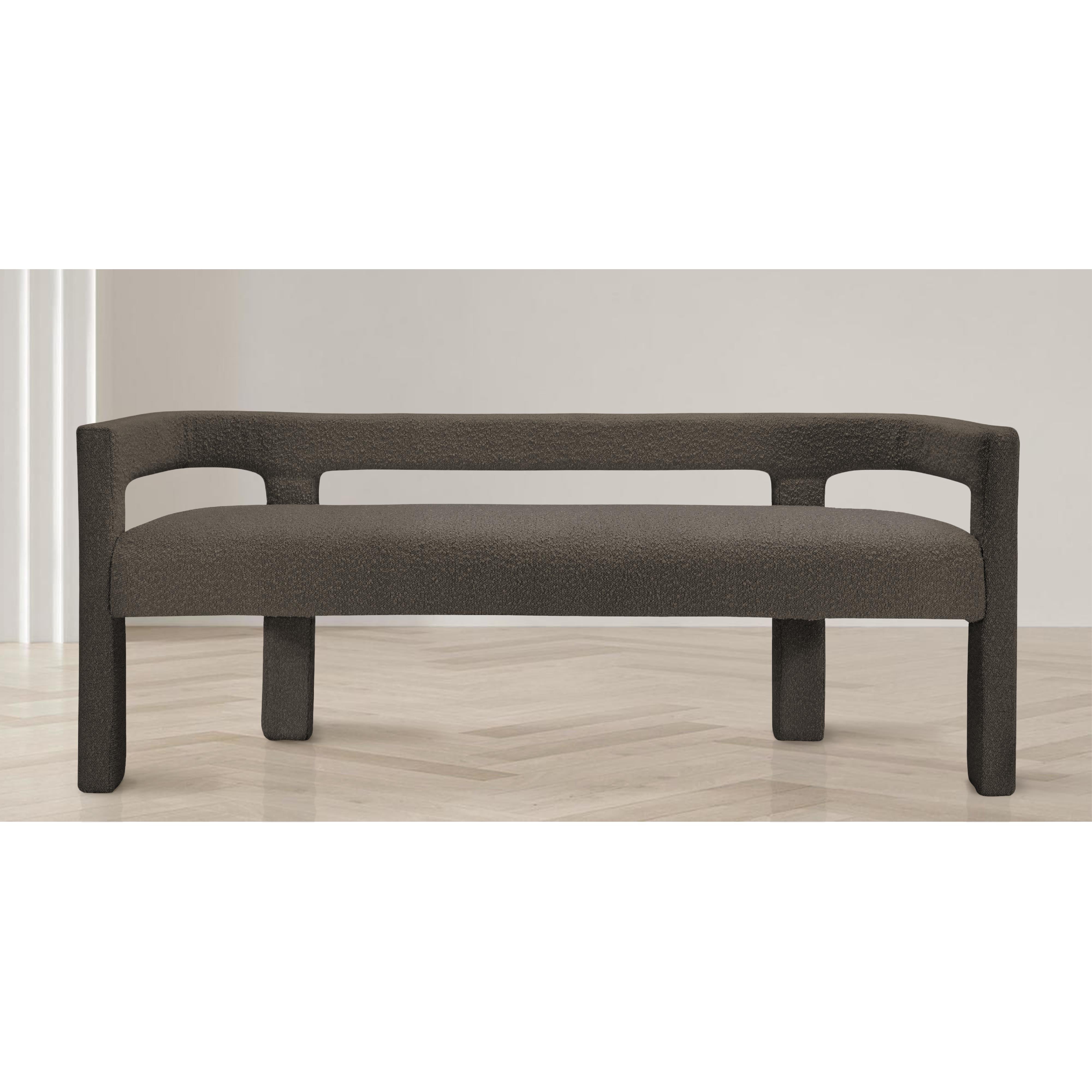 Meridian Athena Brown Boucle Fabric Bench