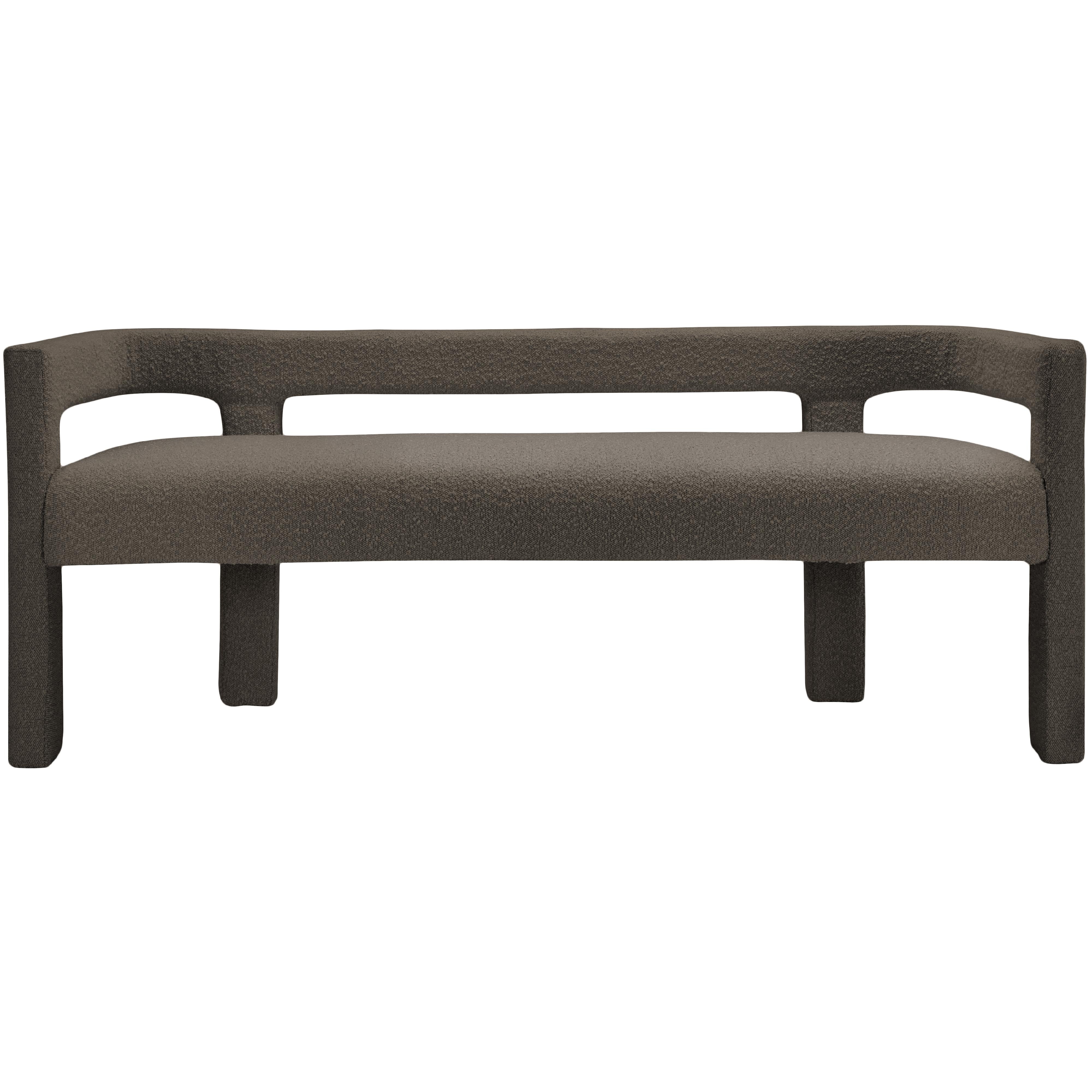 Meridian Athena Brown Boucle Fabric Bench