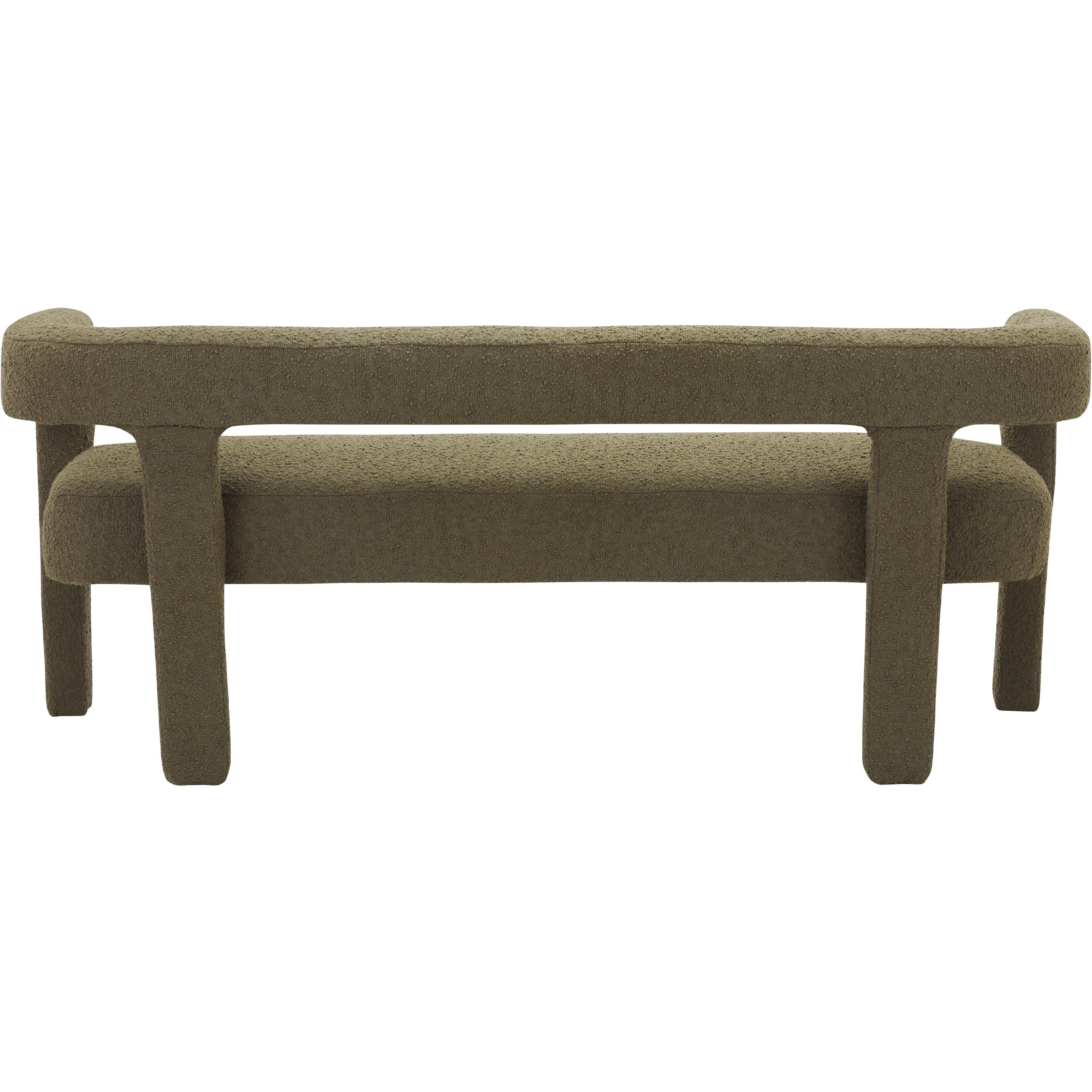 Meridian Athena Olive Green Boucle Fabric Bench