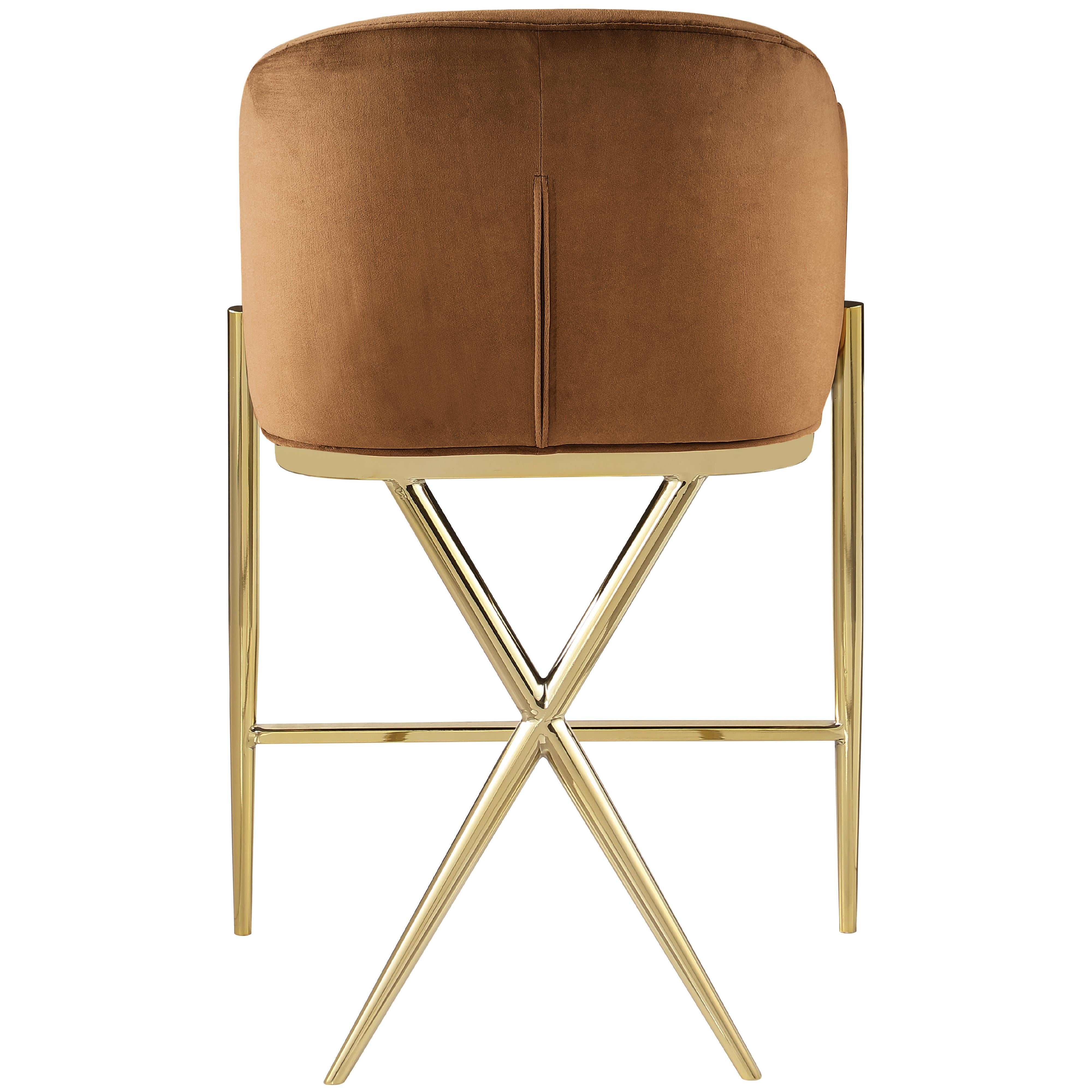 Meridian Xavier Saddle Velvet Counter Stool