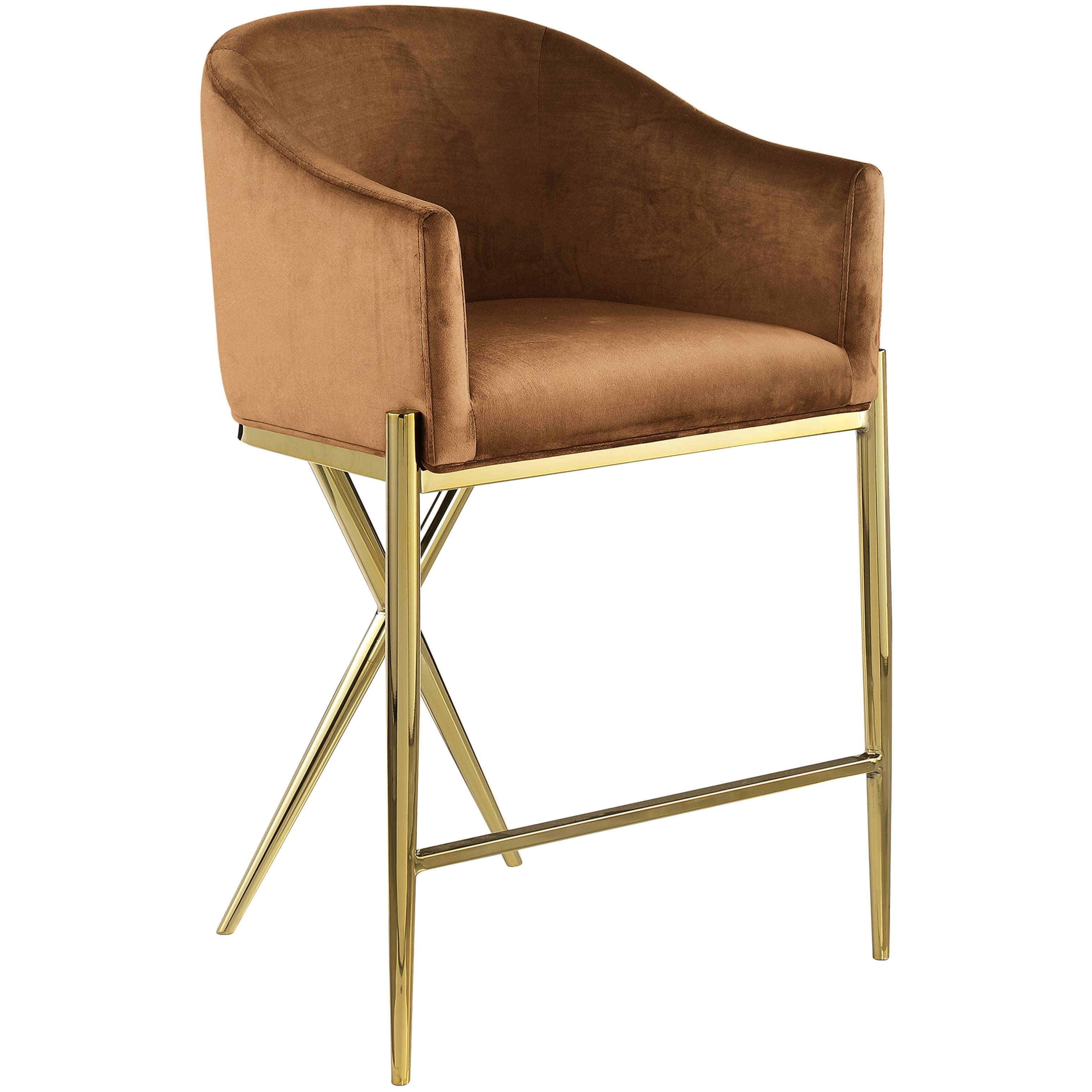 Meridian Xavier Saddle Velvet Counter Stool