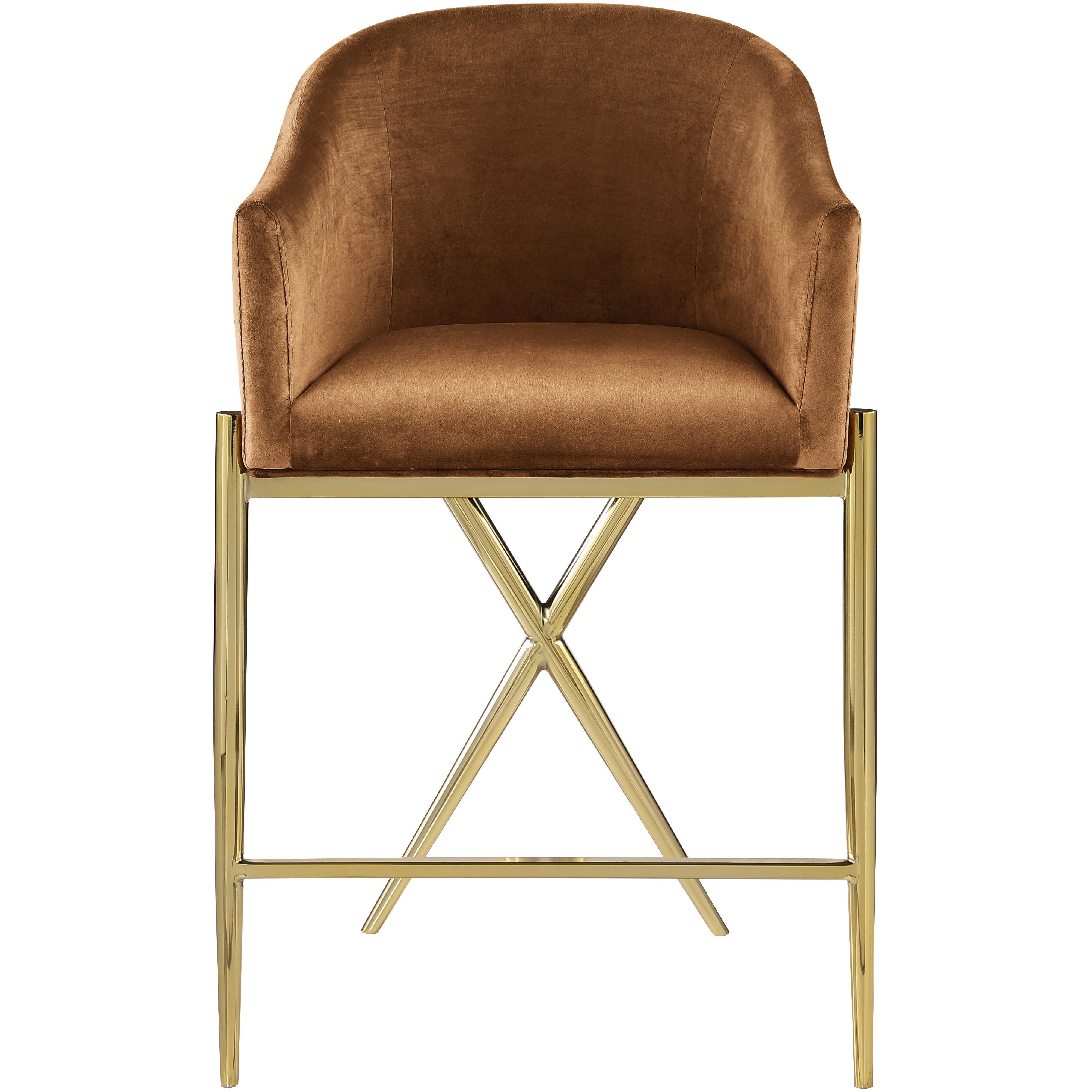 Meridian Xavier Saddle Velvet Counter Stool