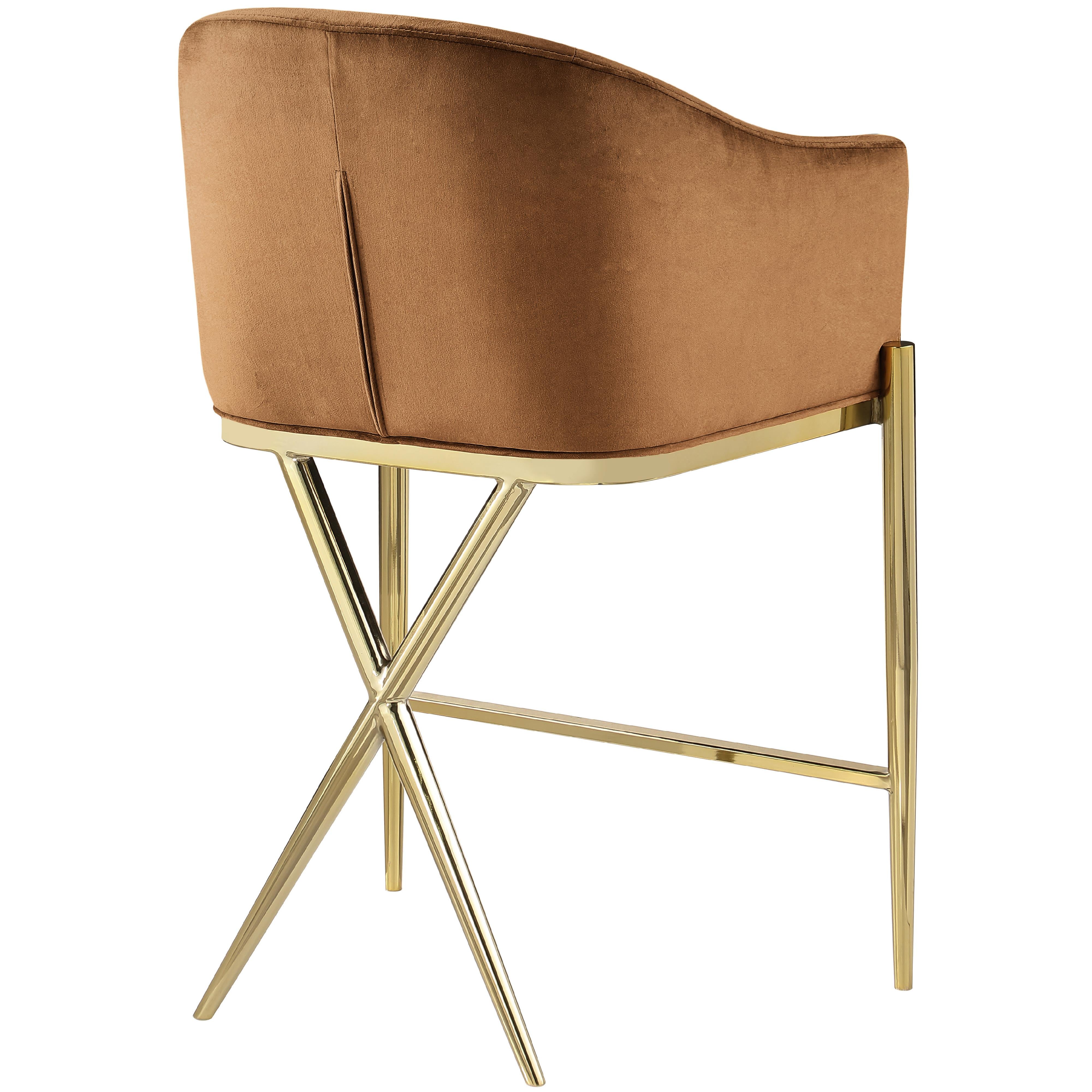 Meridian Xavier Saddle Velvet Counter Stool