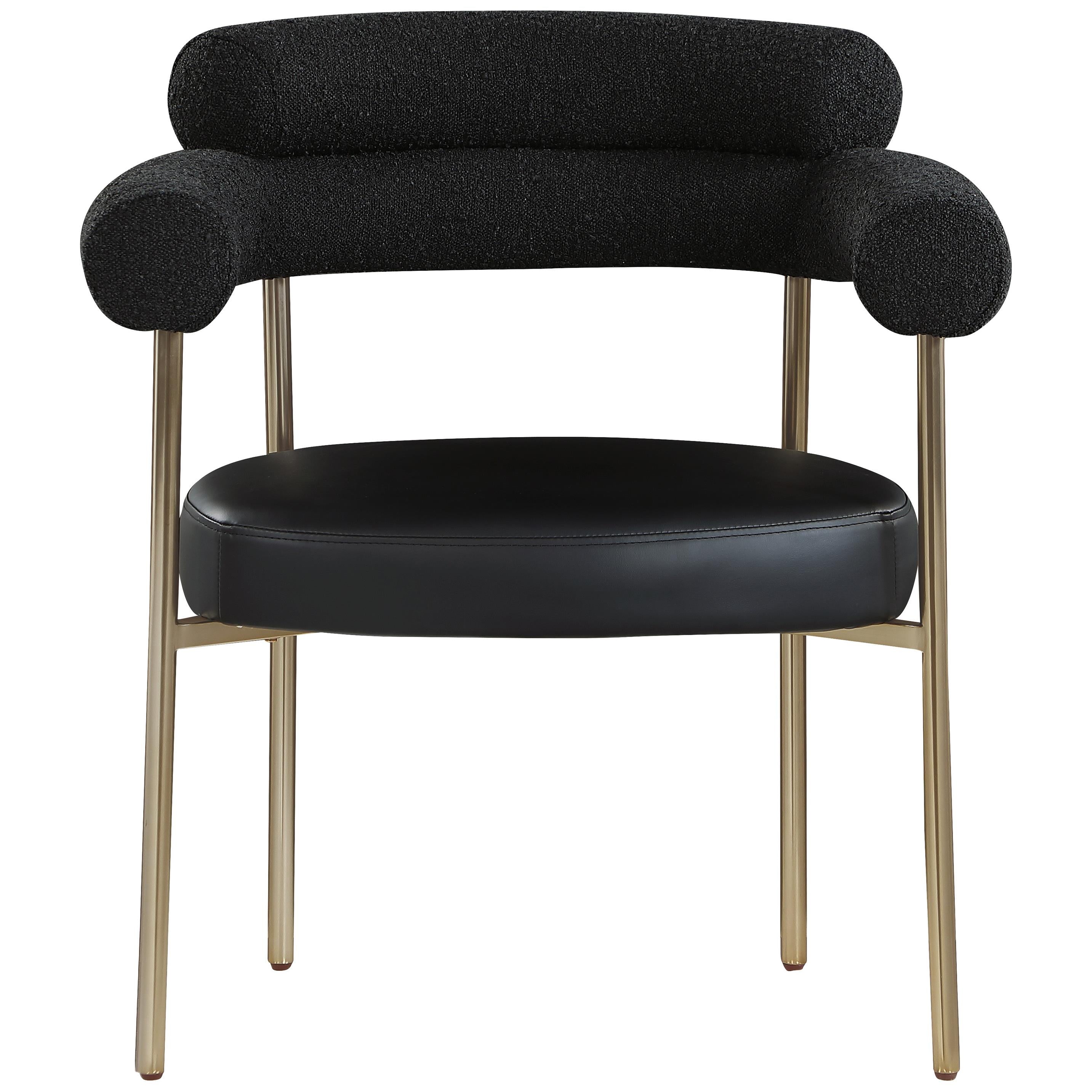 Meridian Blake Black Vegan Leather / Boucle Fabric Dining Chair