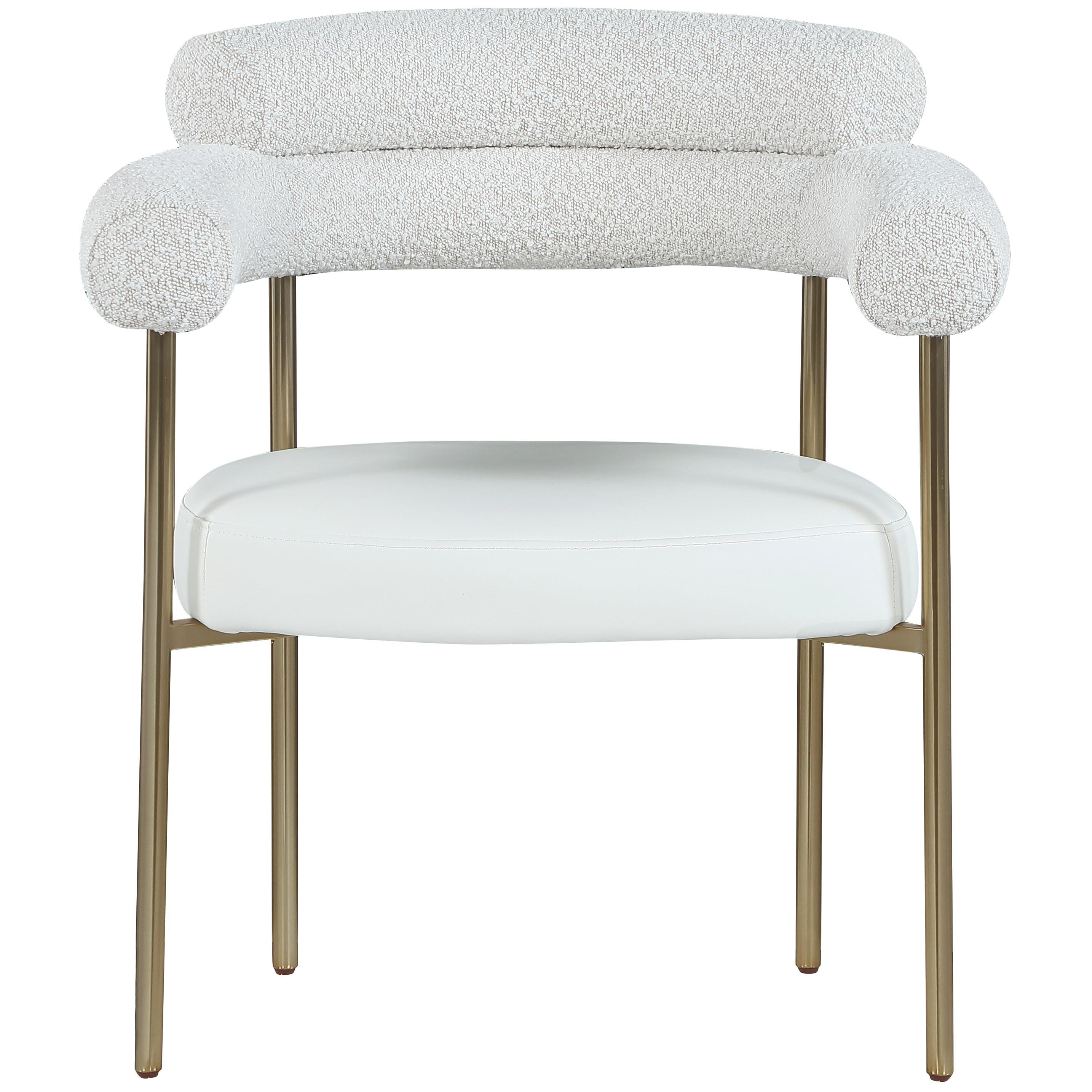 Meridian Blake Cream Vegan Leather / Boucle Fabric Dining Chair