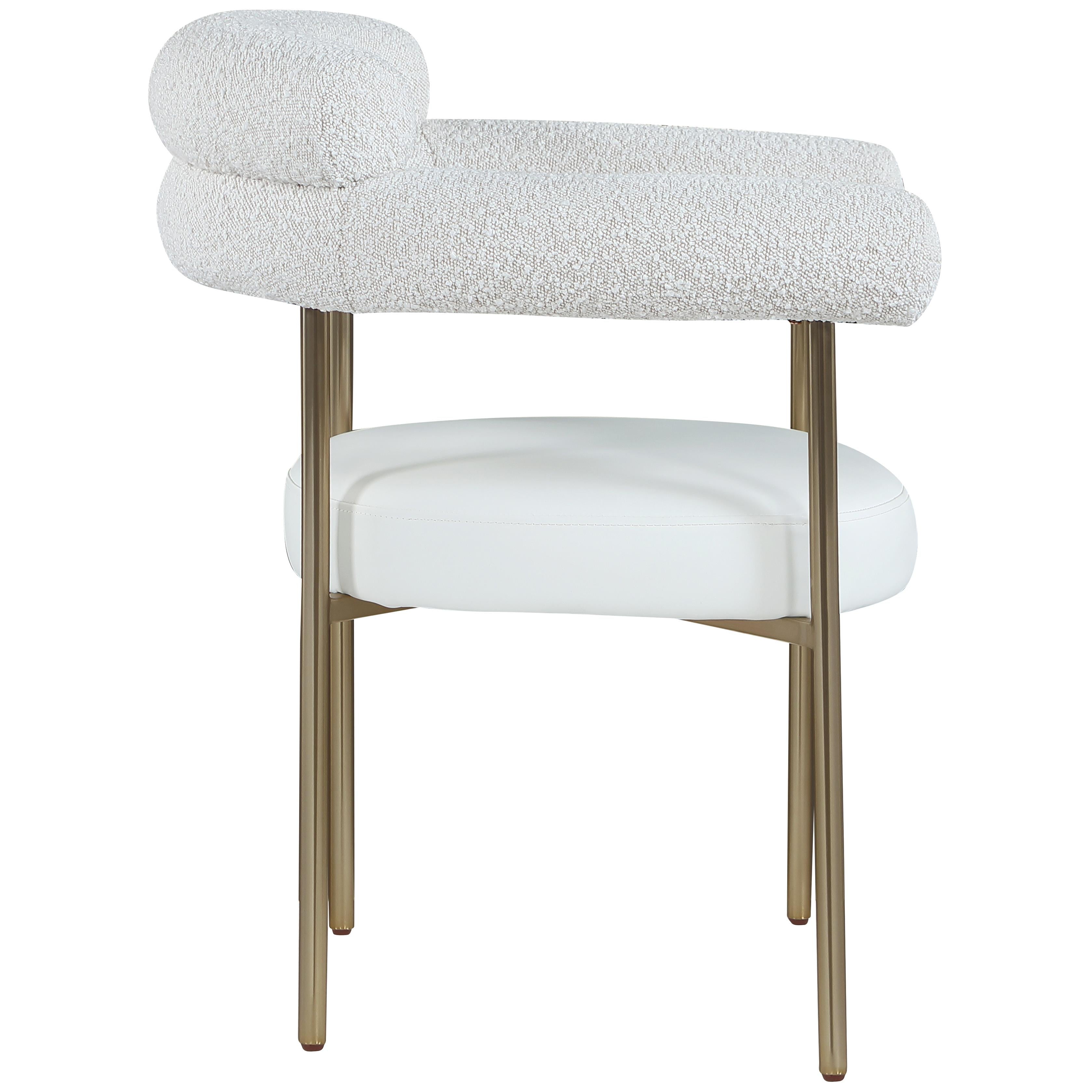 Meridian Blake Cream Vegan Leather / Boucle Fabric Dining Chair