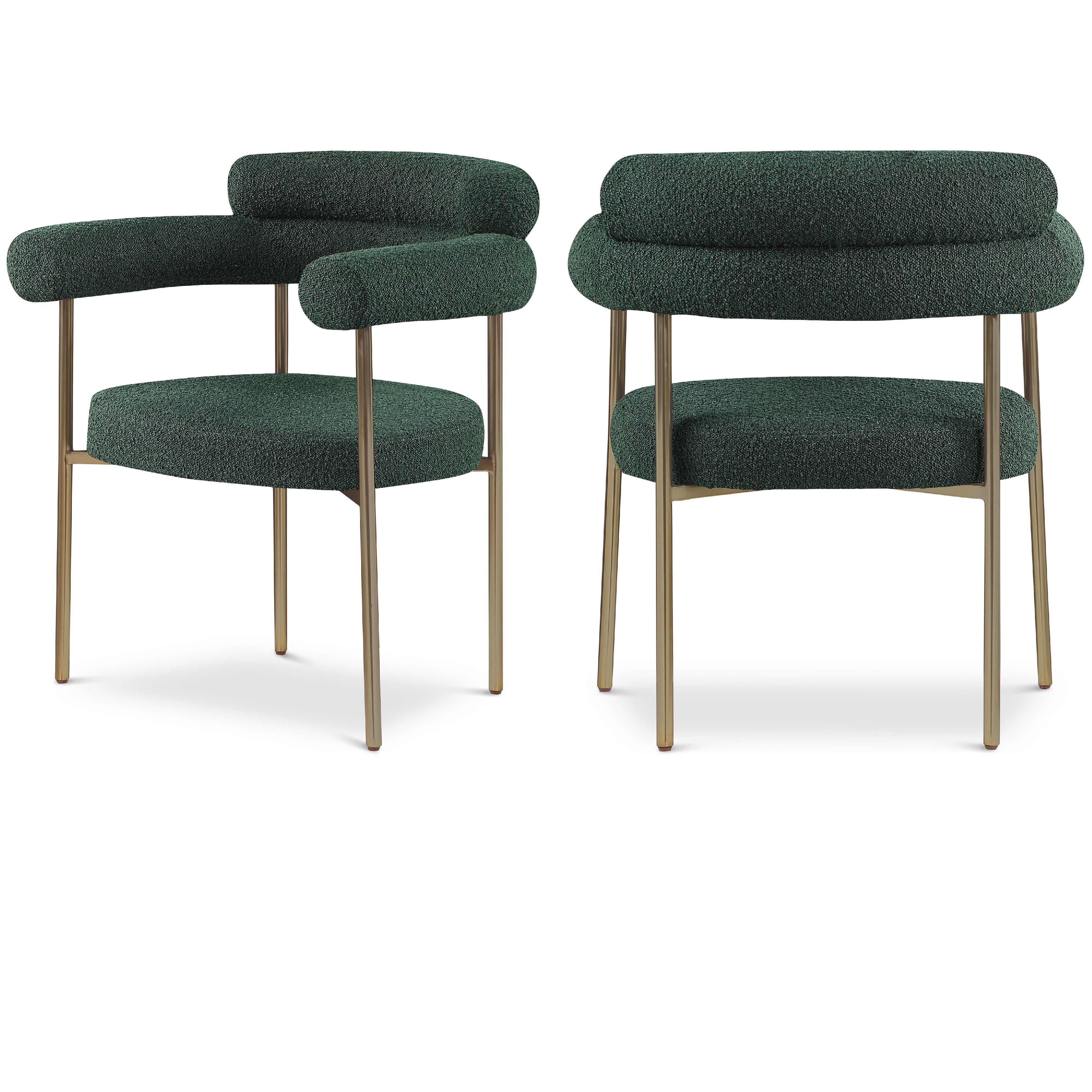 Meridian Blake Green Boucle Fabric Dining Chair