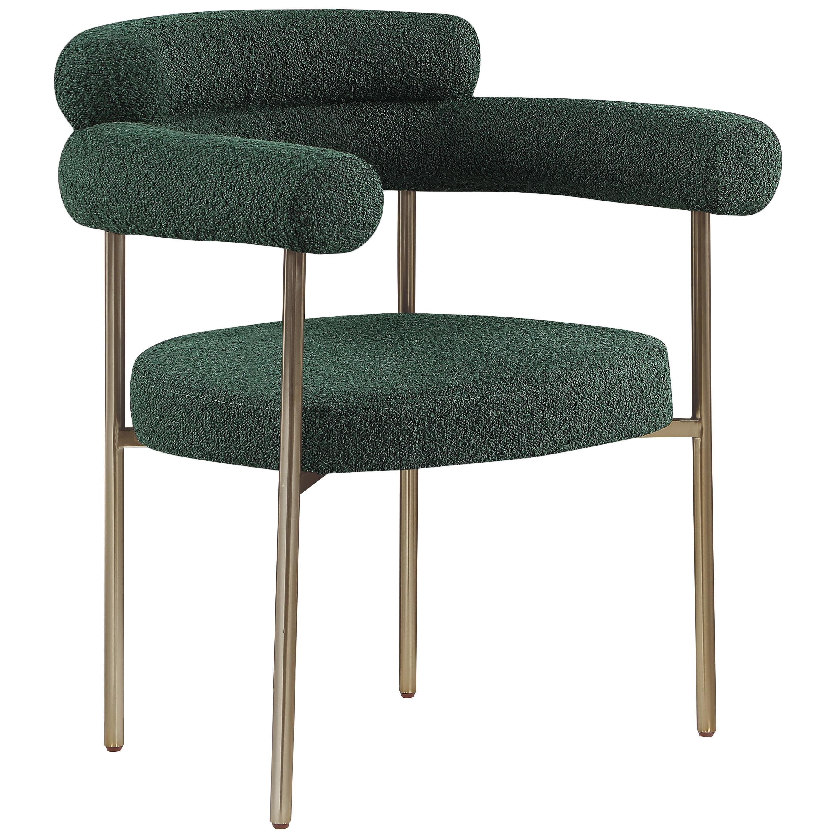 Meridian Blake Green Boucle Fabric Dining Chair