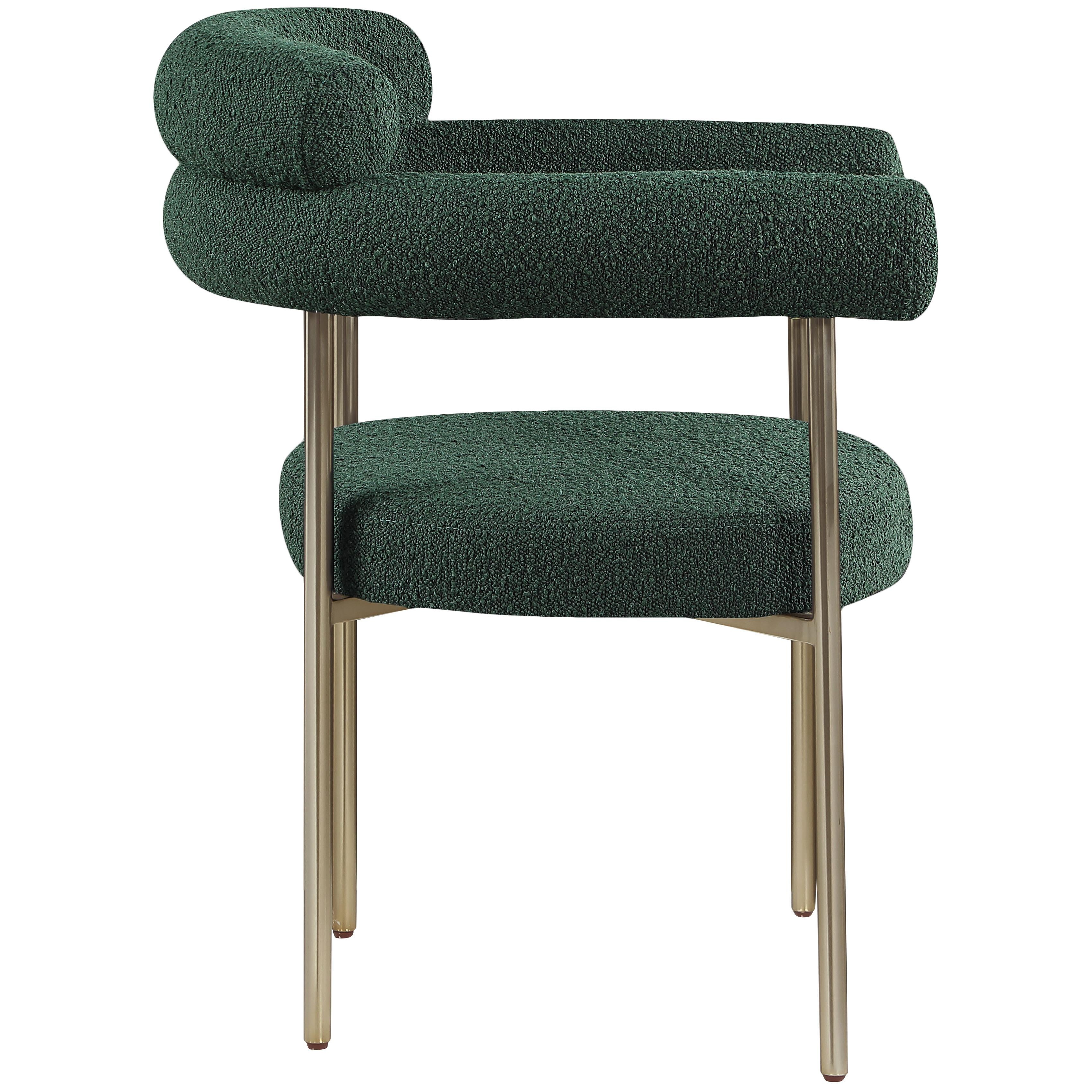 Meridian Blake Green Boucle Fabric Dining Chair