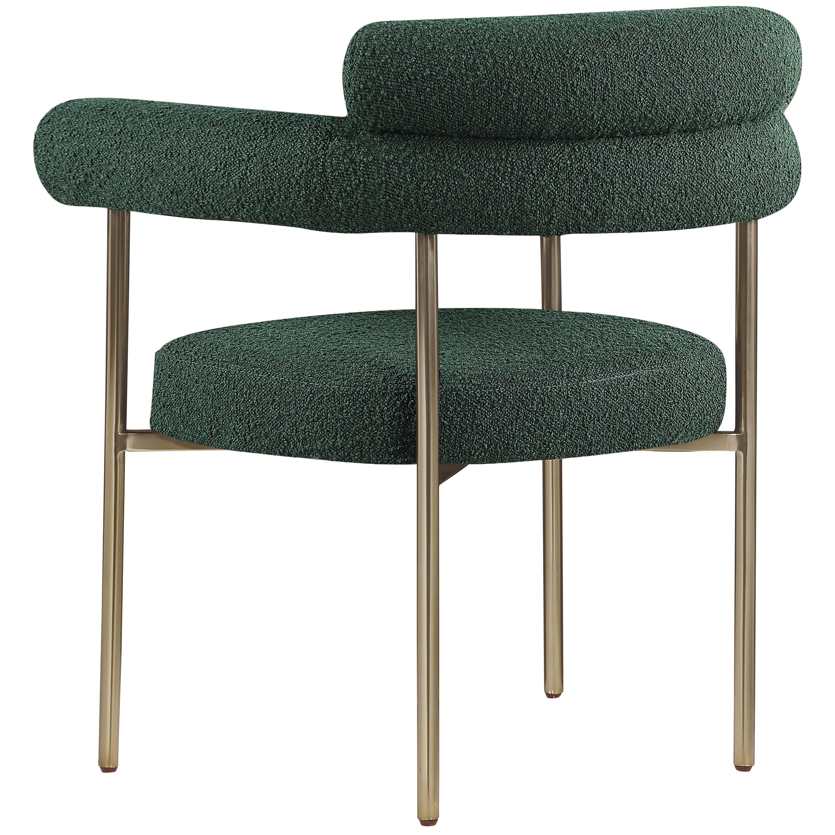 Meridian Blake Green Boucle Fabric Dining Chair