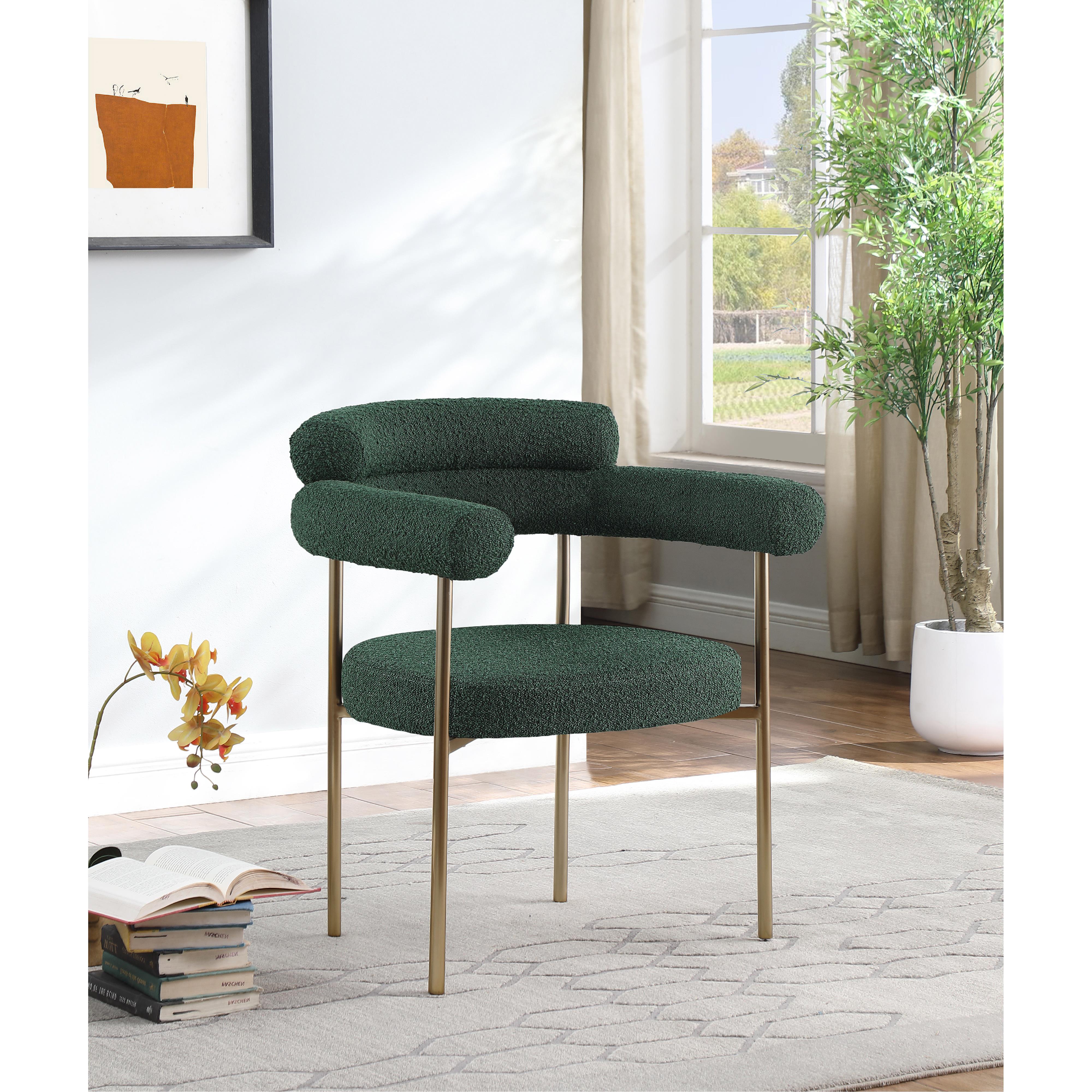 Meridian Blake Green Boucle Fabric Dining Chair