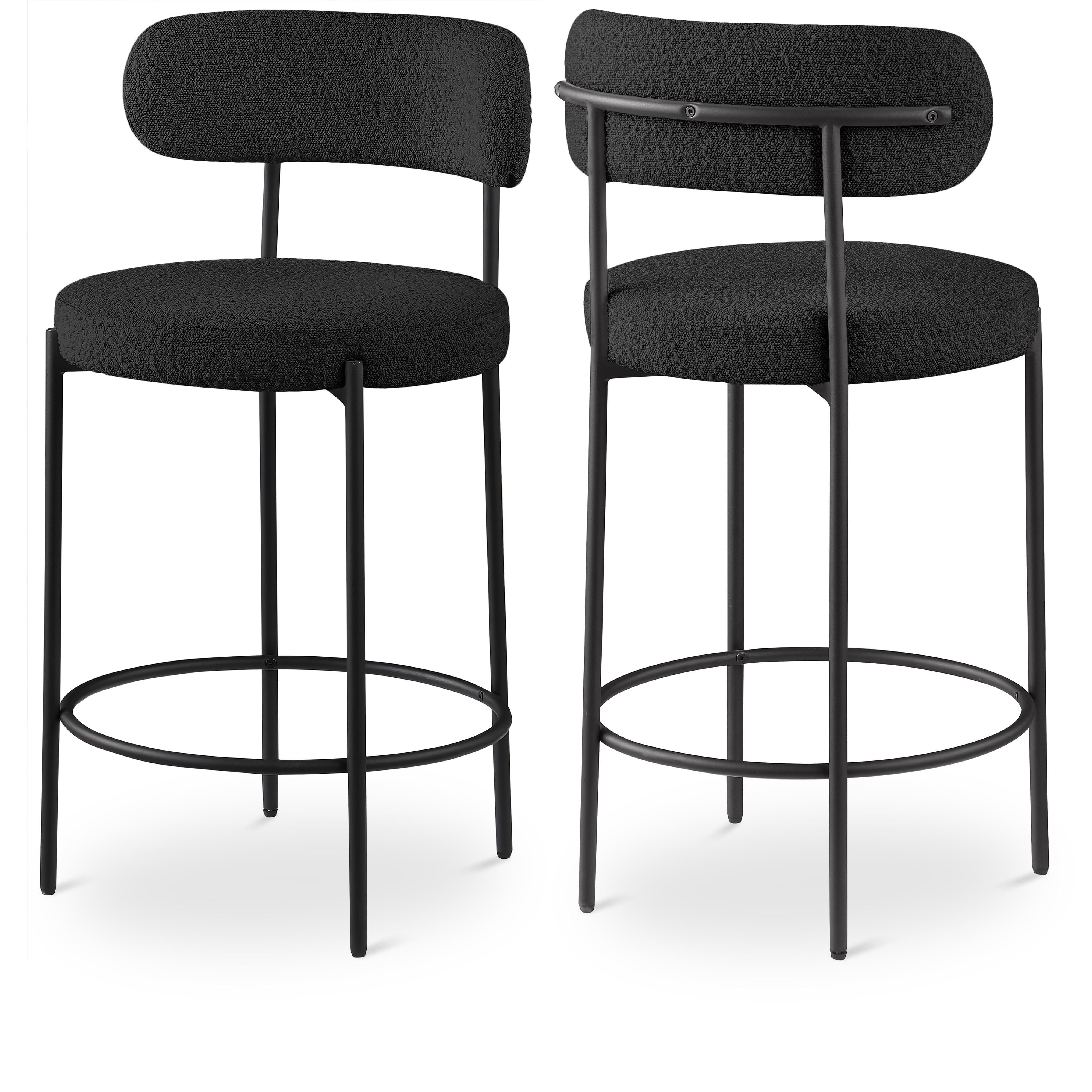 Meridian Beacon Black Boucle Fabric Stool