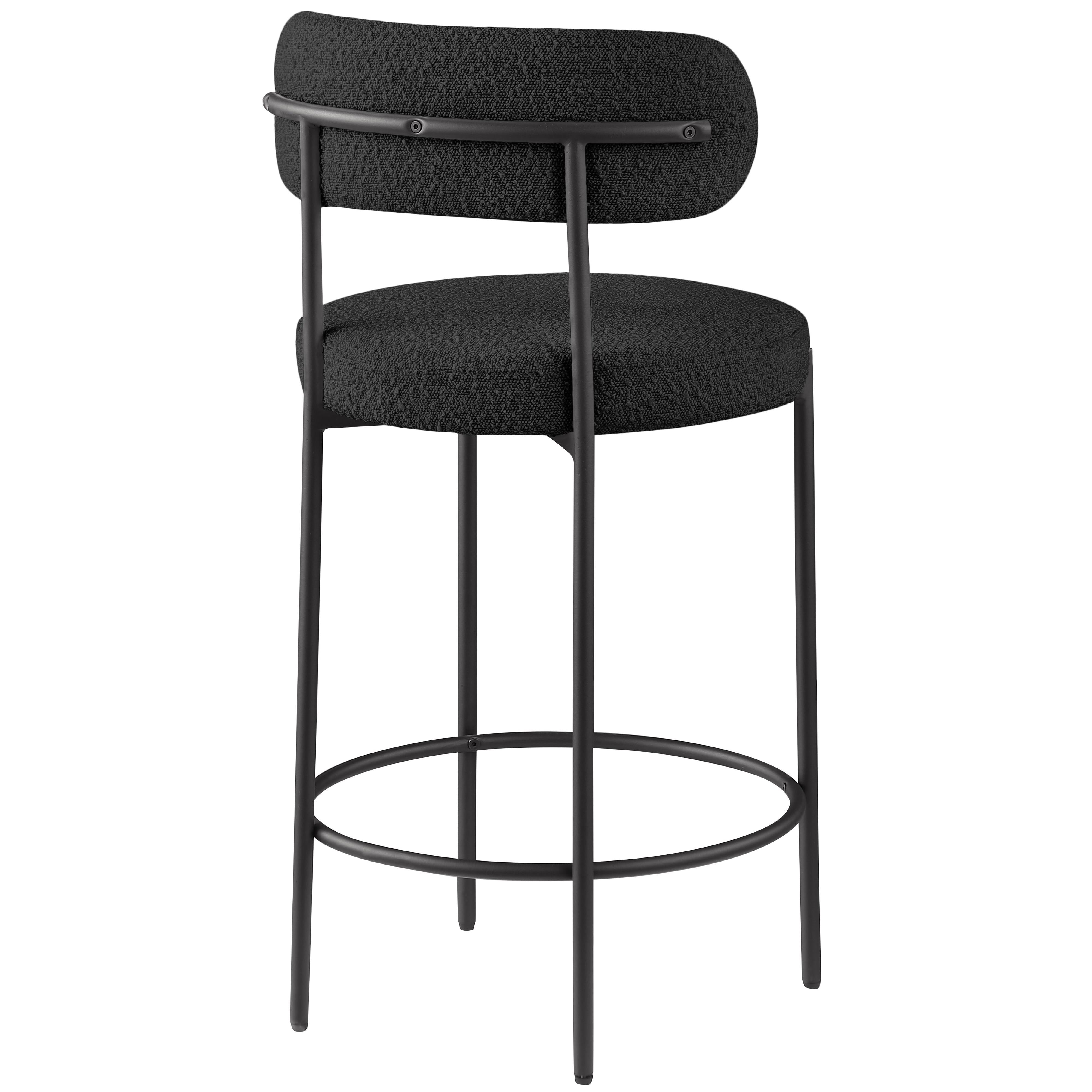 Meridian Beacon Black Boucle Fabric Stool