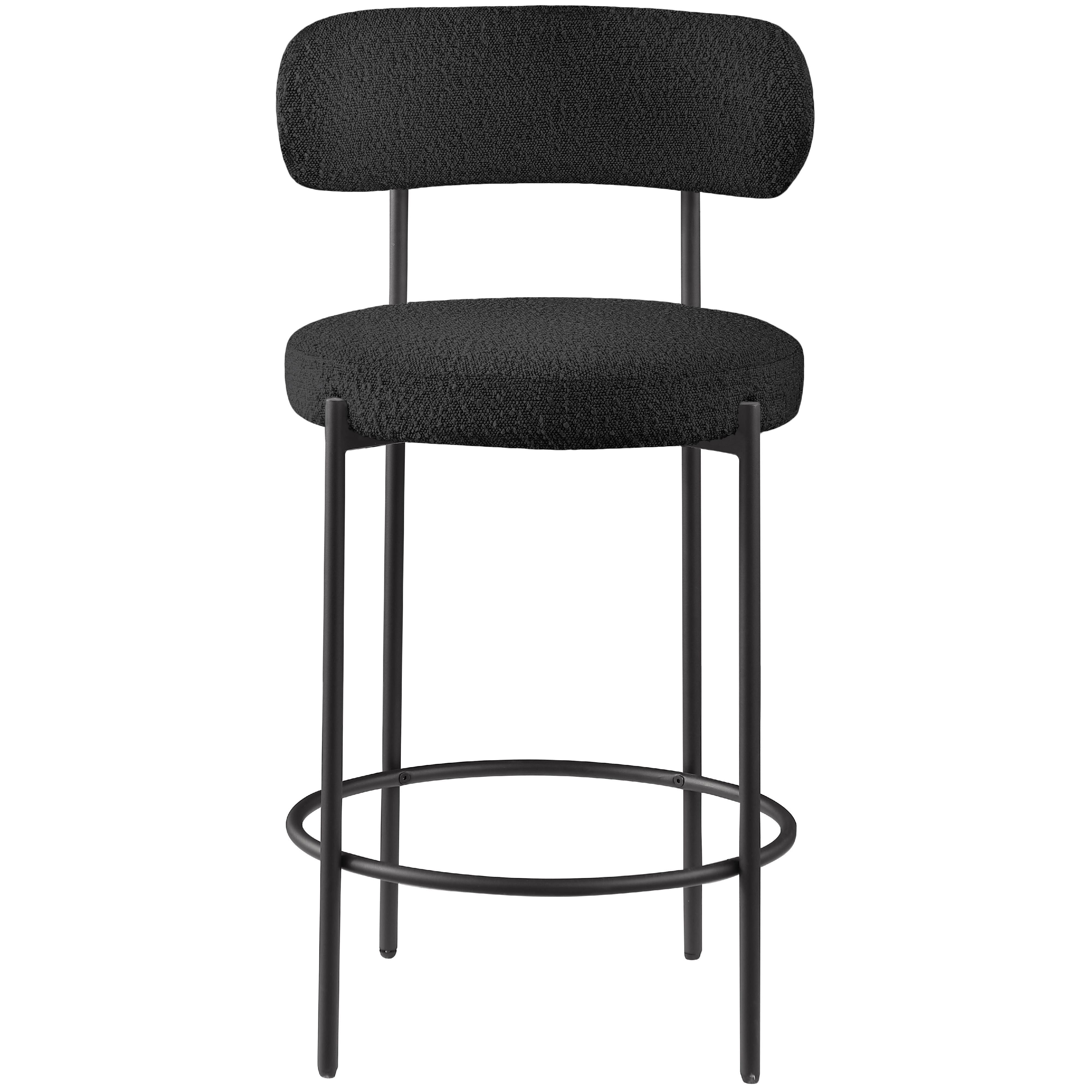 Meridian Beacon Black Boucle Fabric Stool