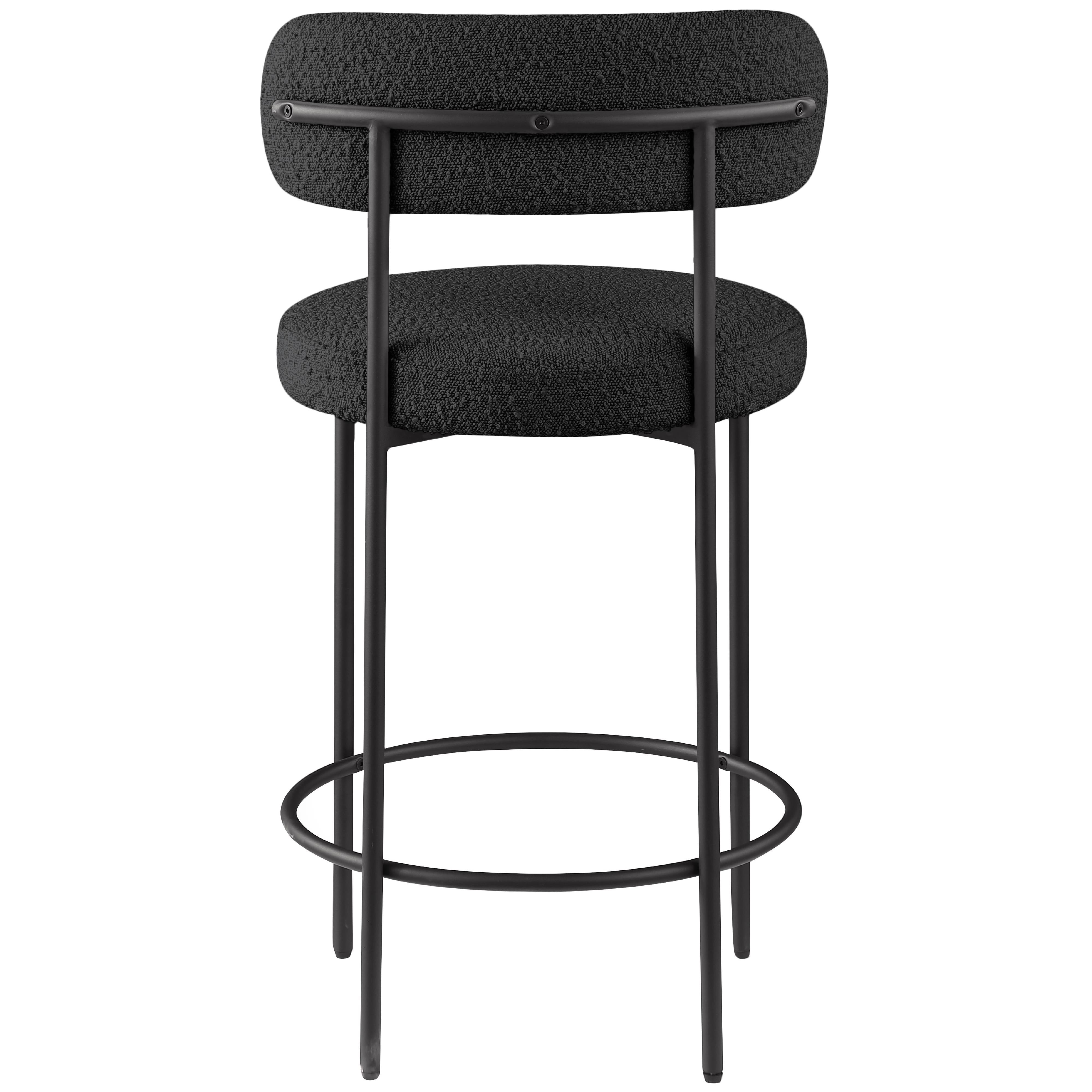 Meridian Beacon Black Boucle Fabric Stool