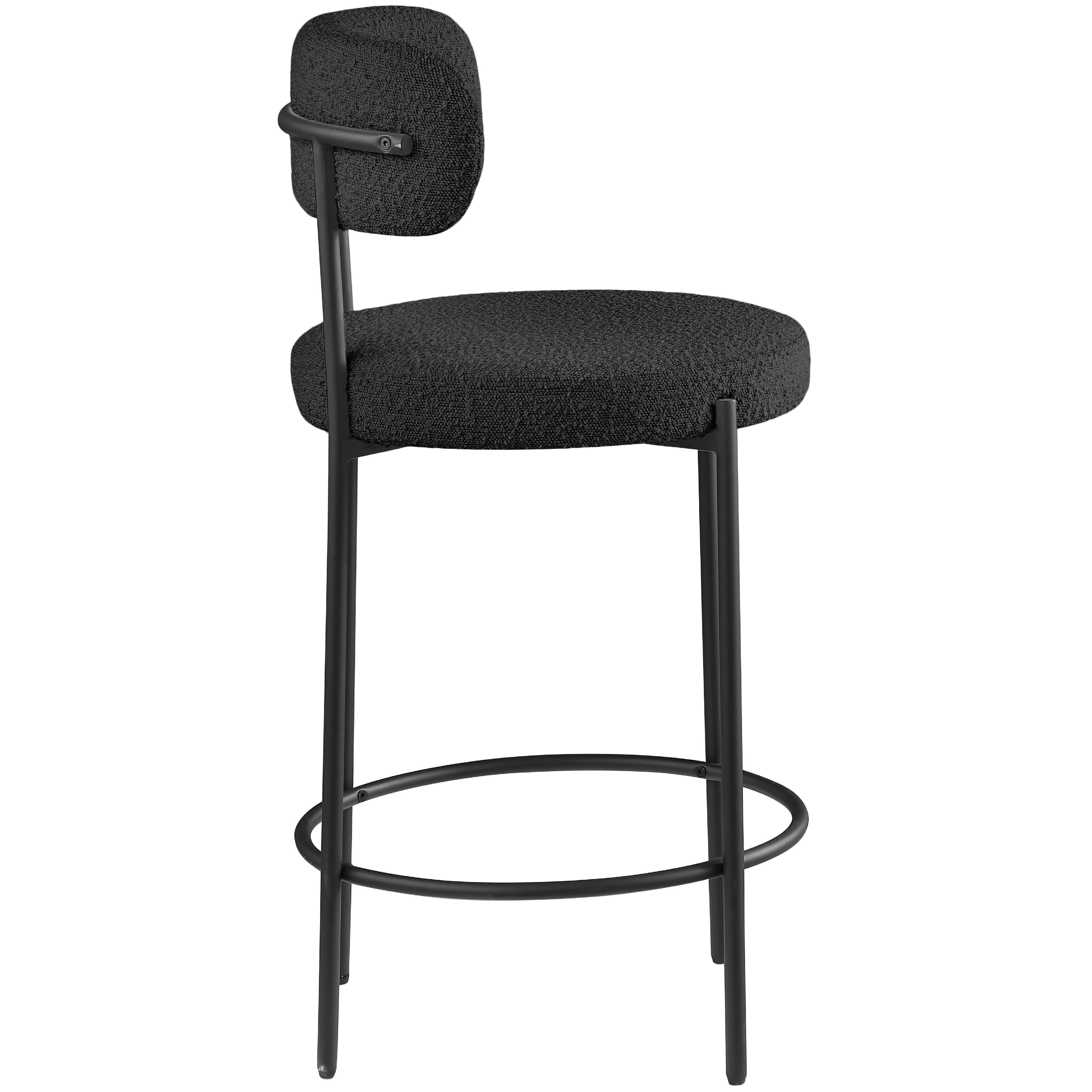 Meridian Beacon Black Boucle Fabric Stool