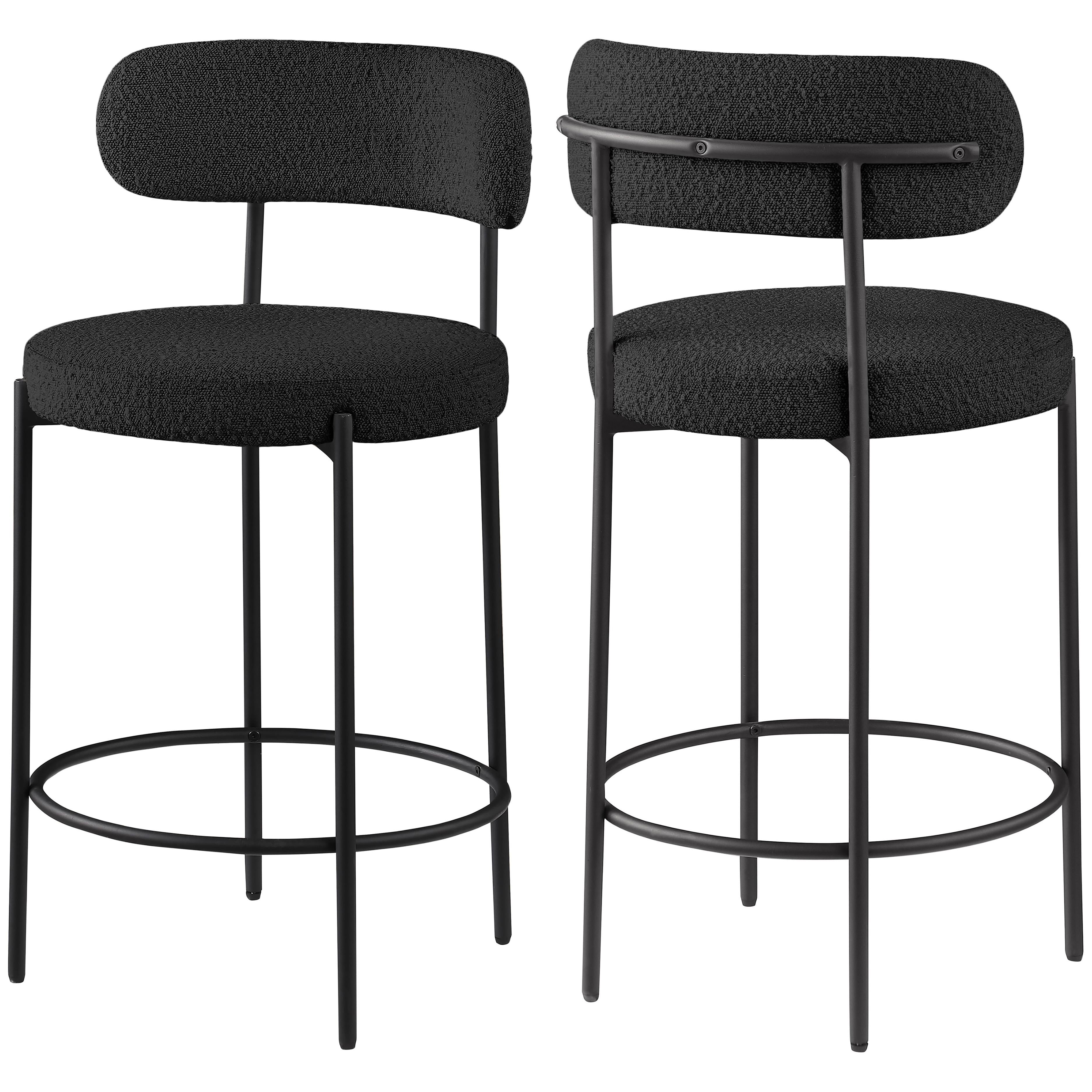 Meridian Beacon Black Boucle Fabric Stool