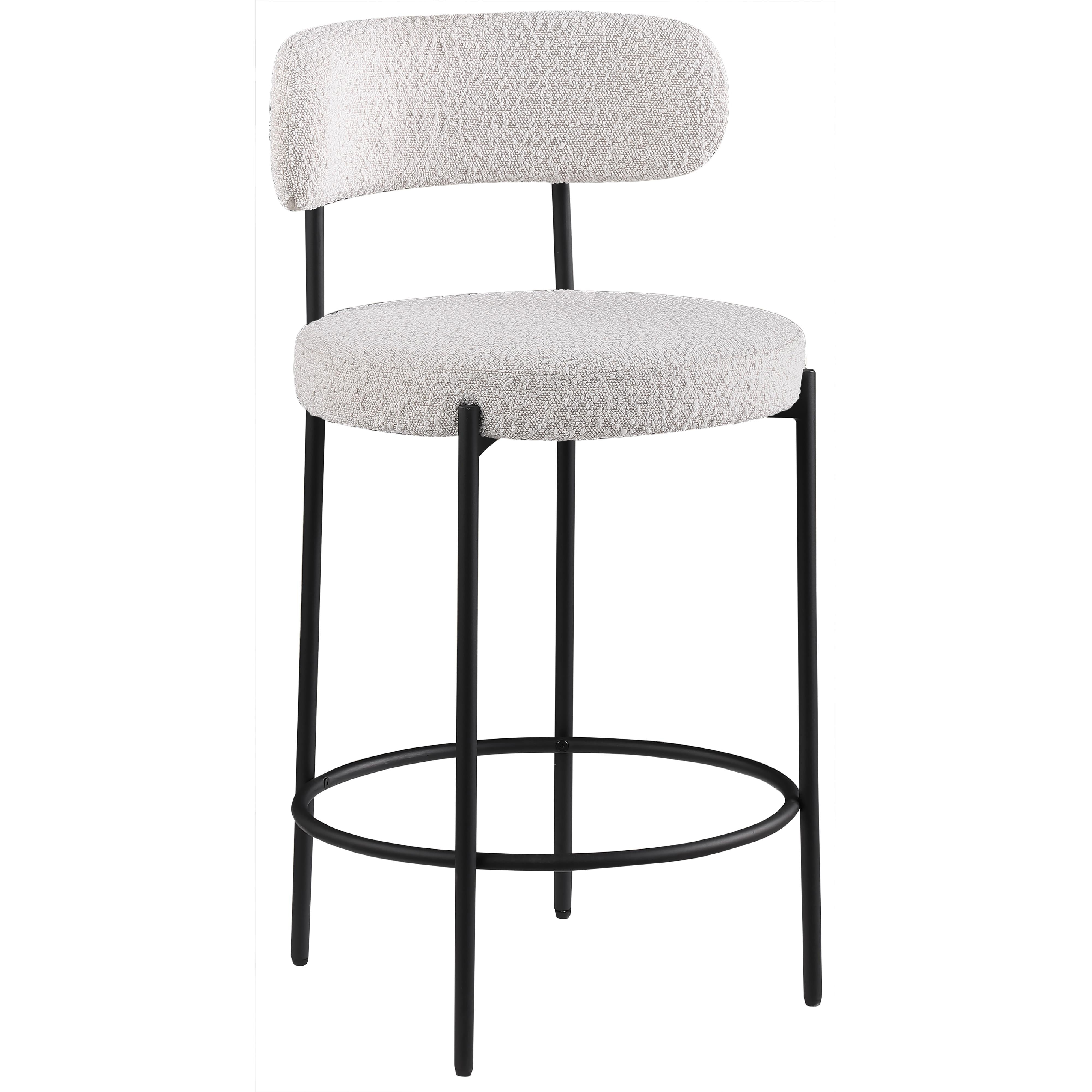 Meridian Beacon Cream Boucle Fabric Stool