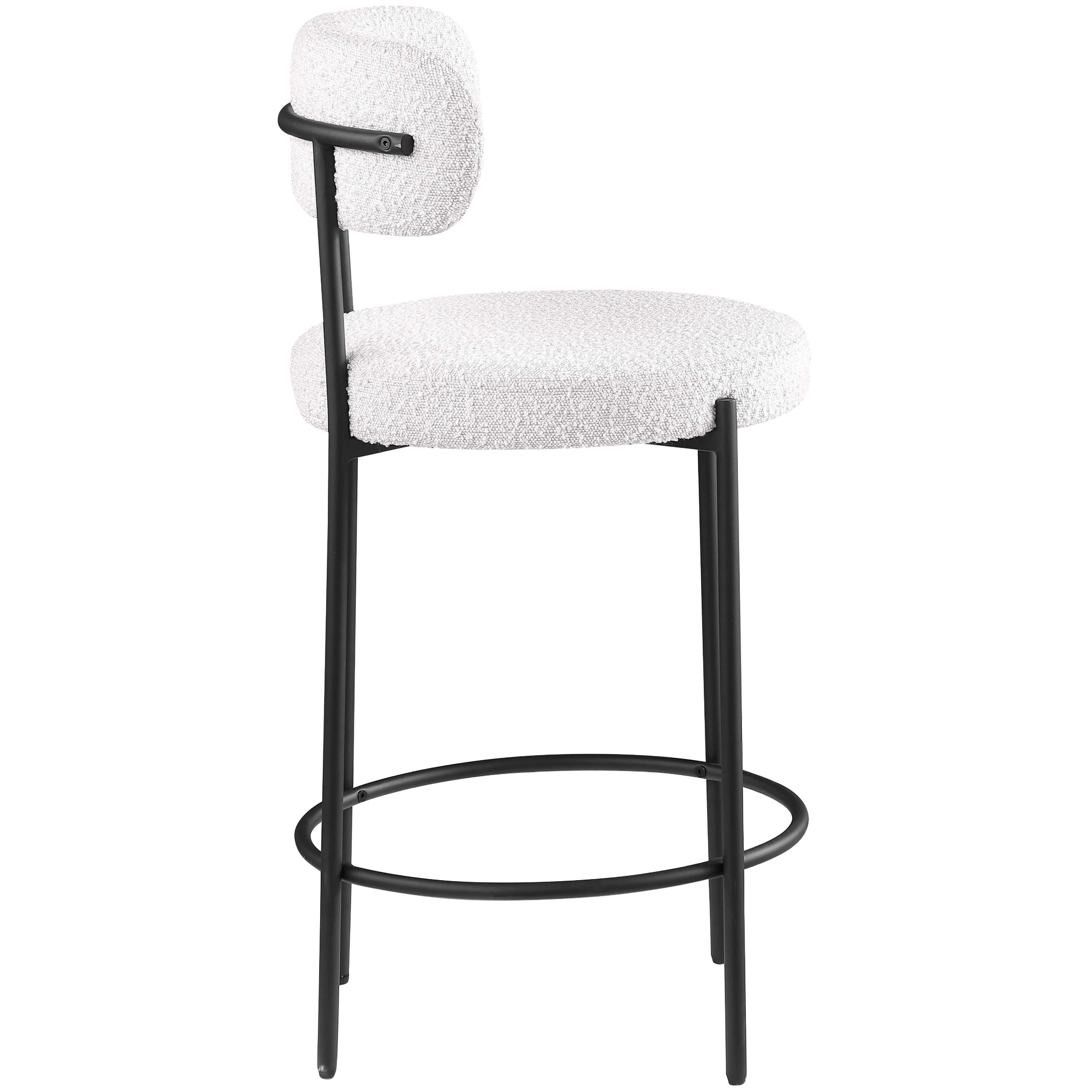 Meridian Beacon Cream Boucle Fabric Stool