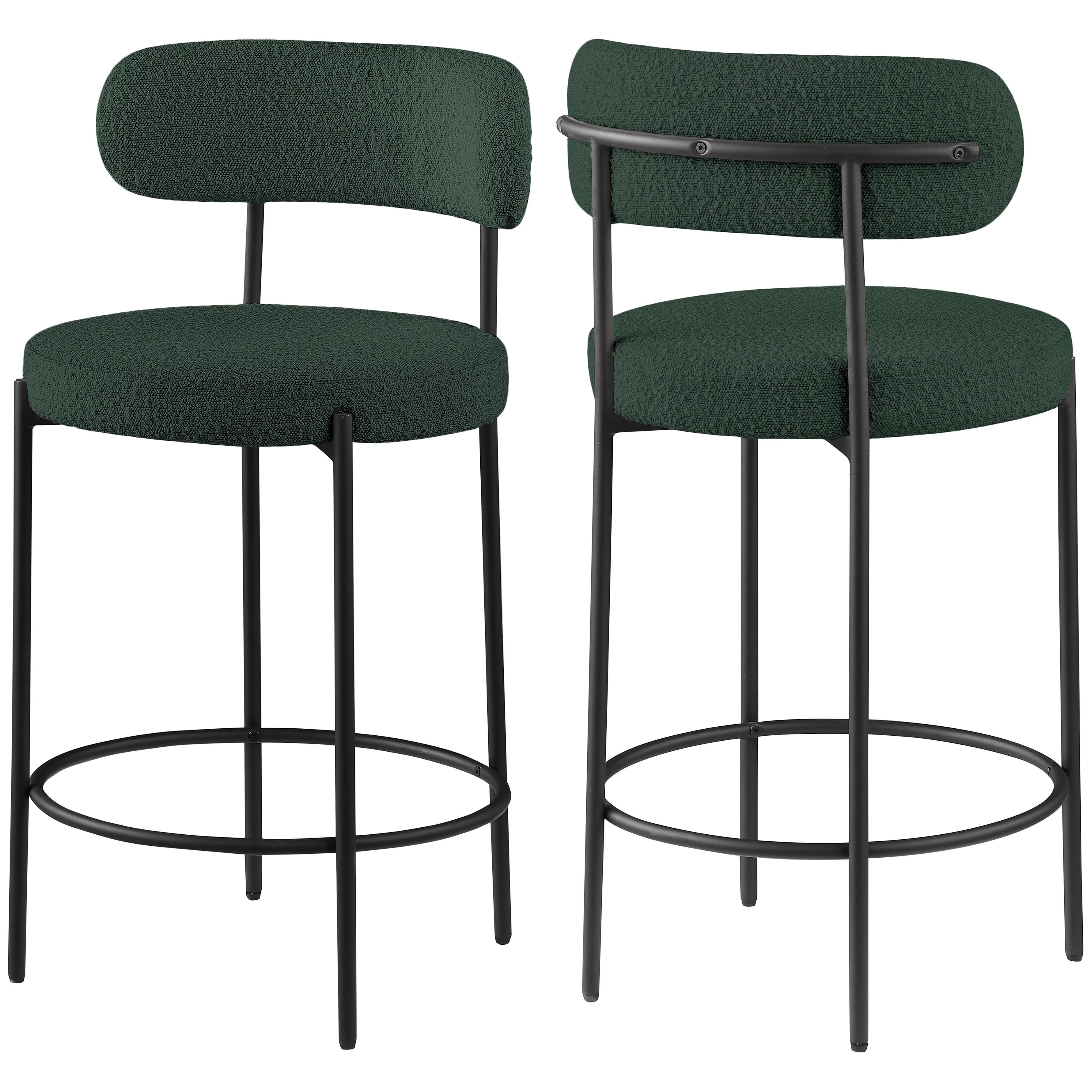 Meridian Beacon Green Boucle Fabric Stool