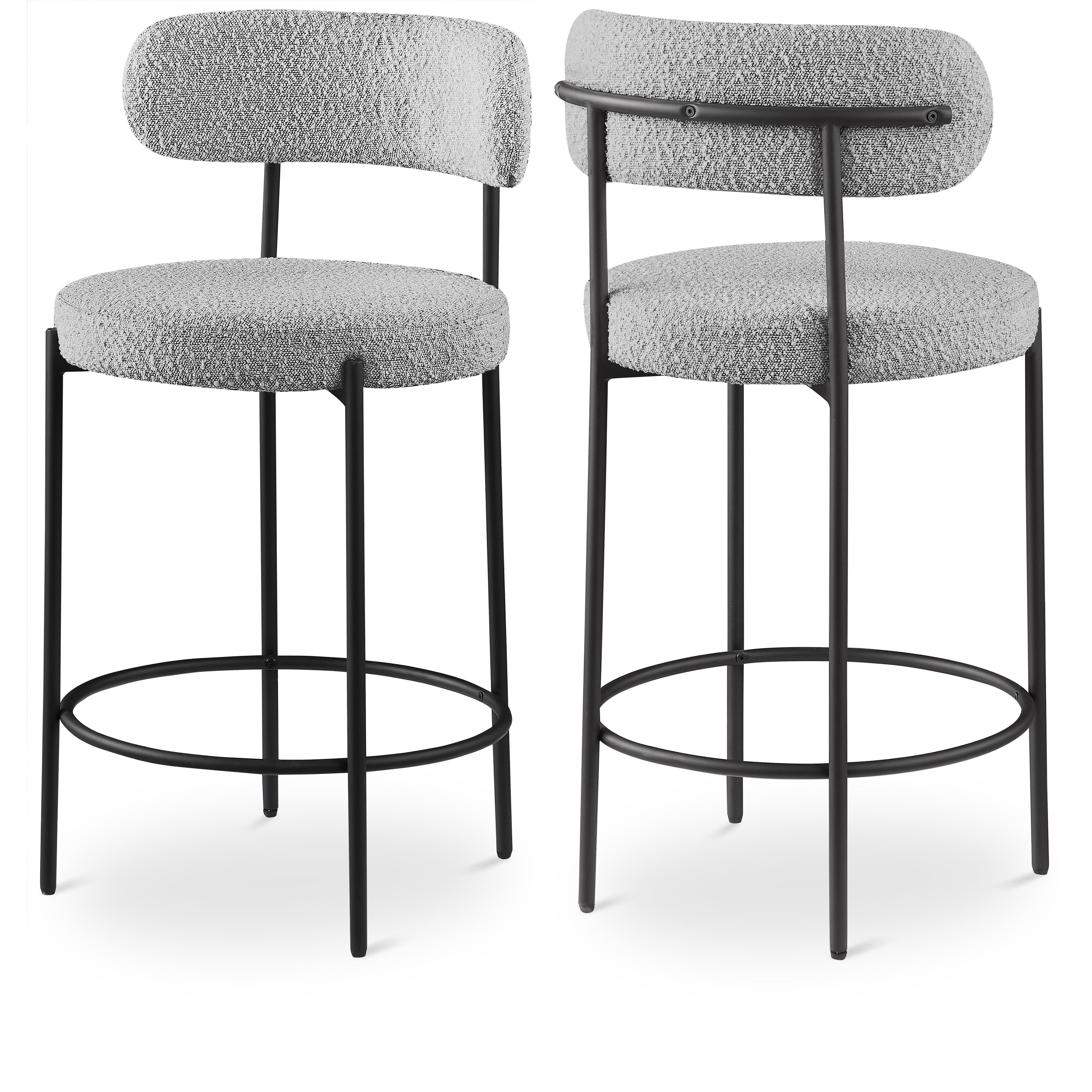 Meridian Beacon Grey Boucle Fabric Stool