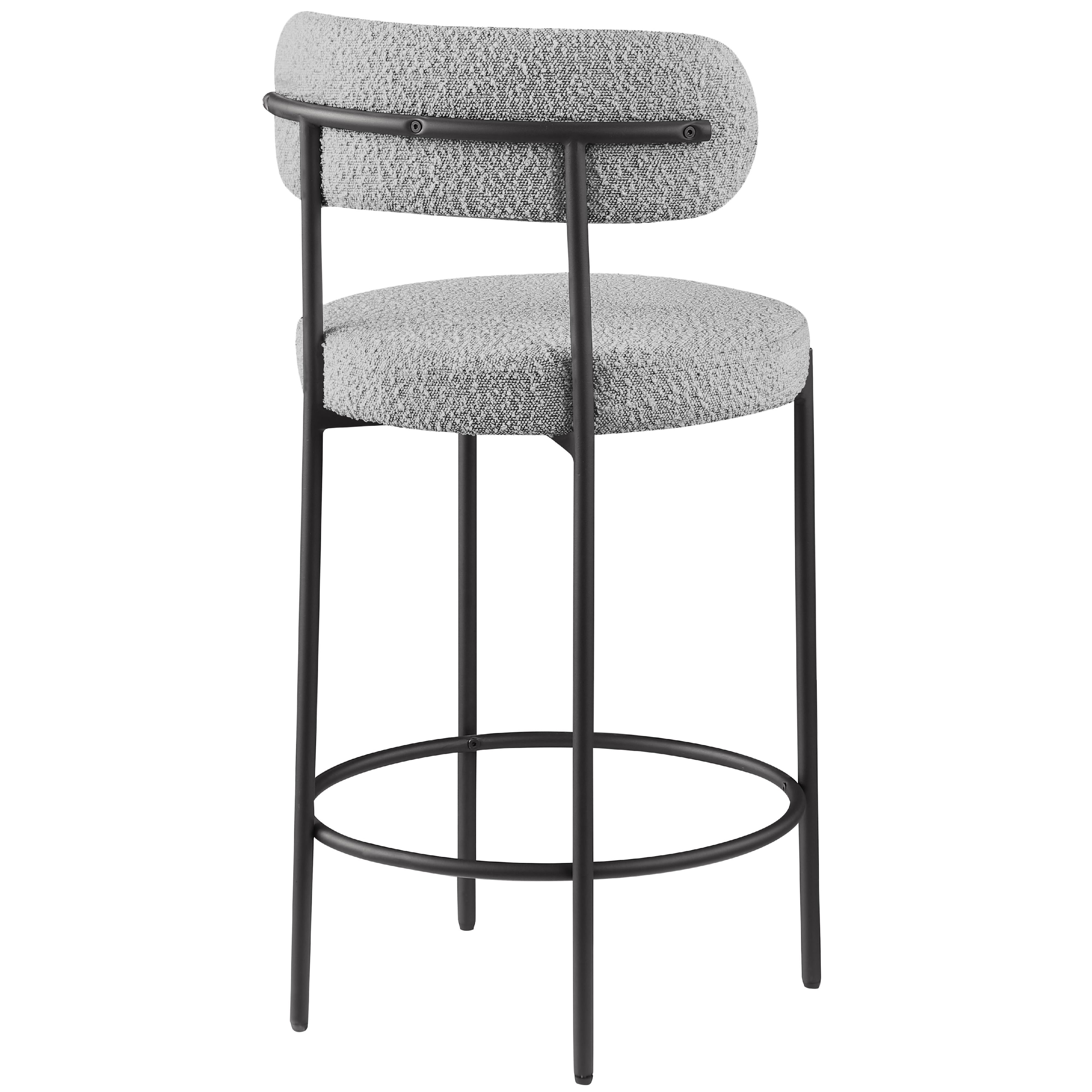 Meridian Beacon Grey Boucle Fabric Stool