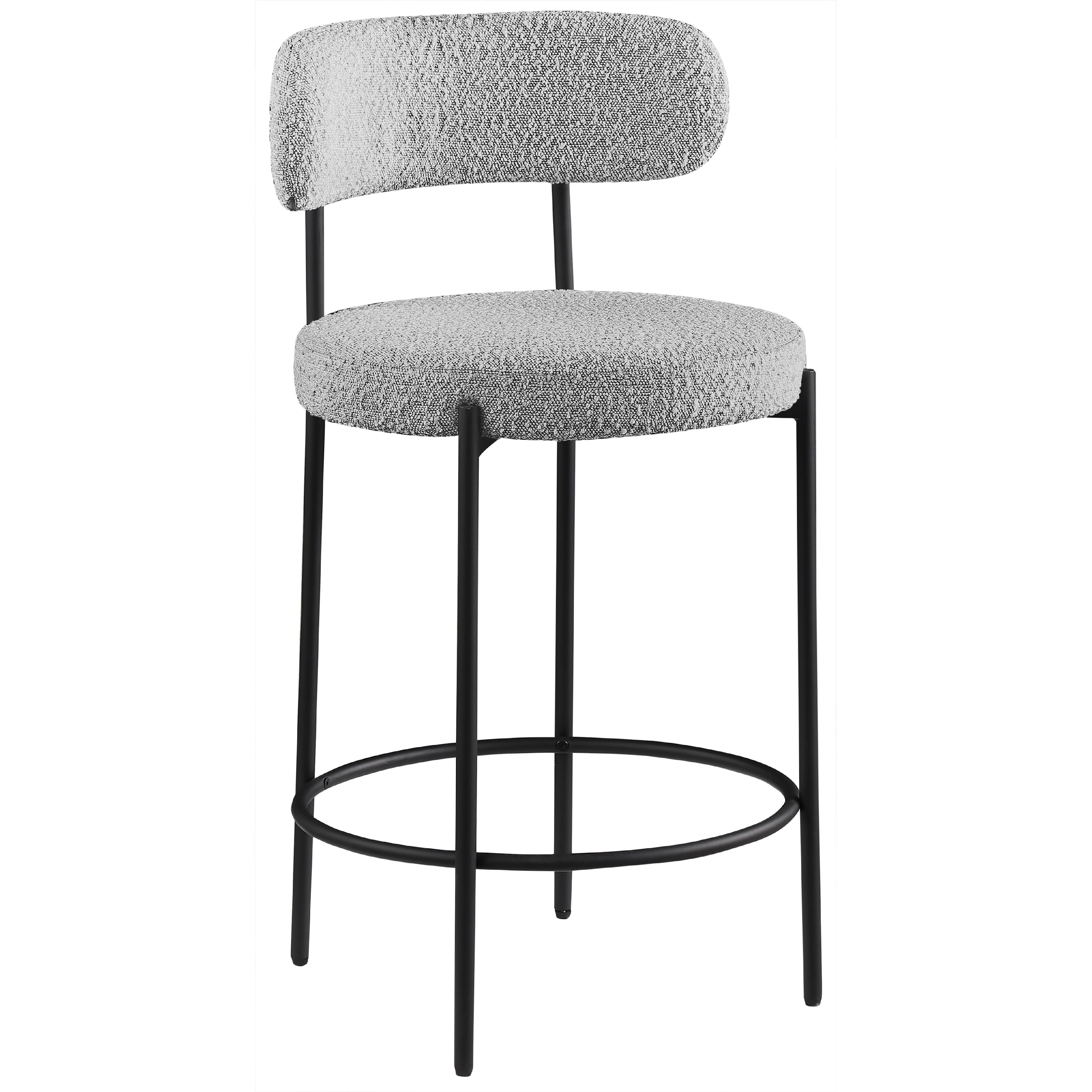 Meridian Beacon Grey Boucle Fabric Stool