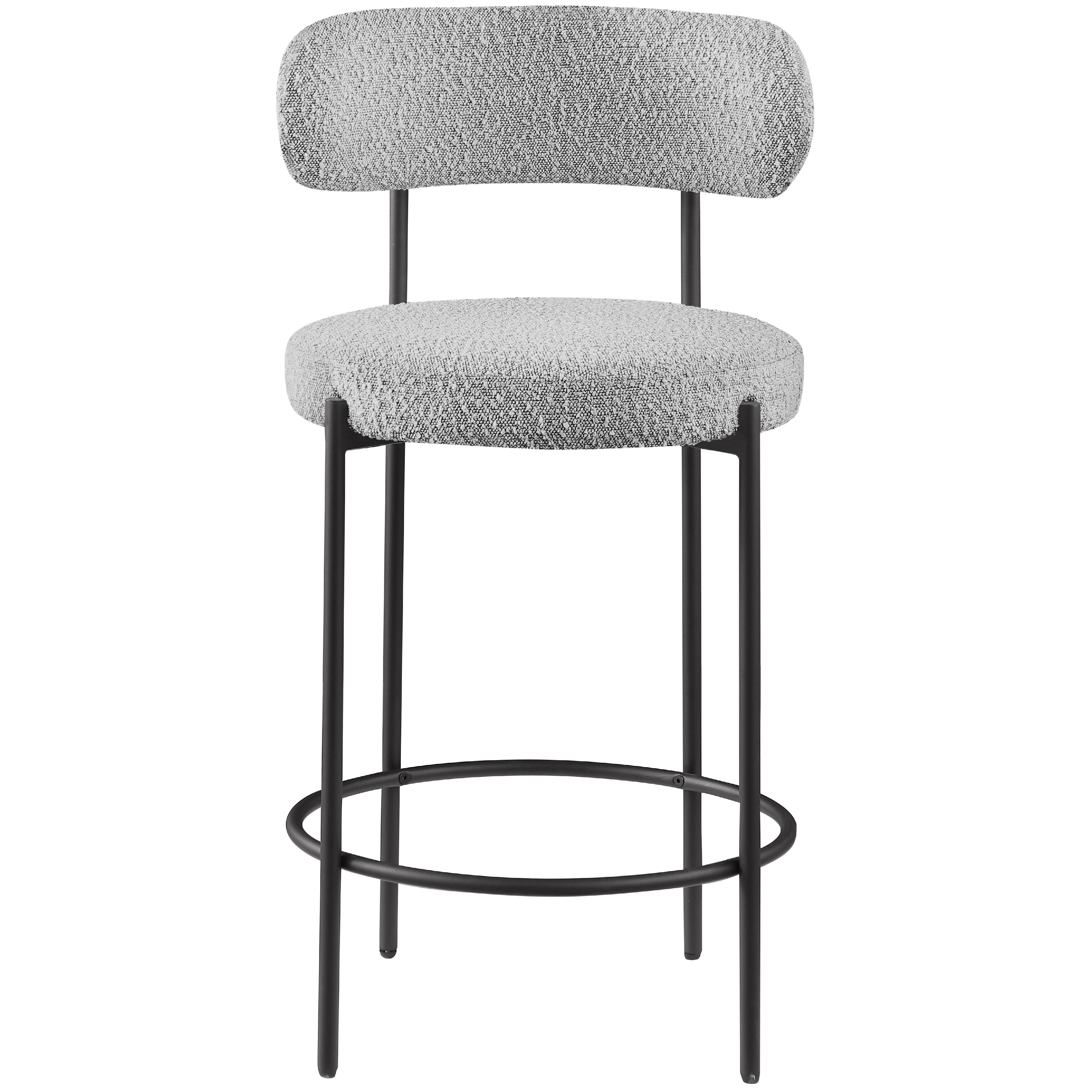 Meridian Beacon Grey Boucle Fabric Stool