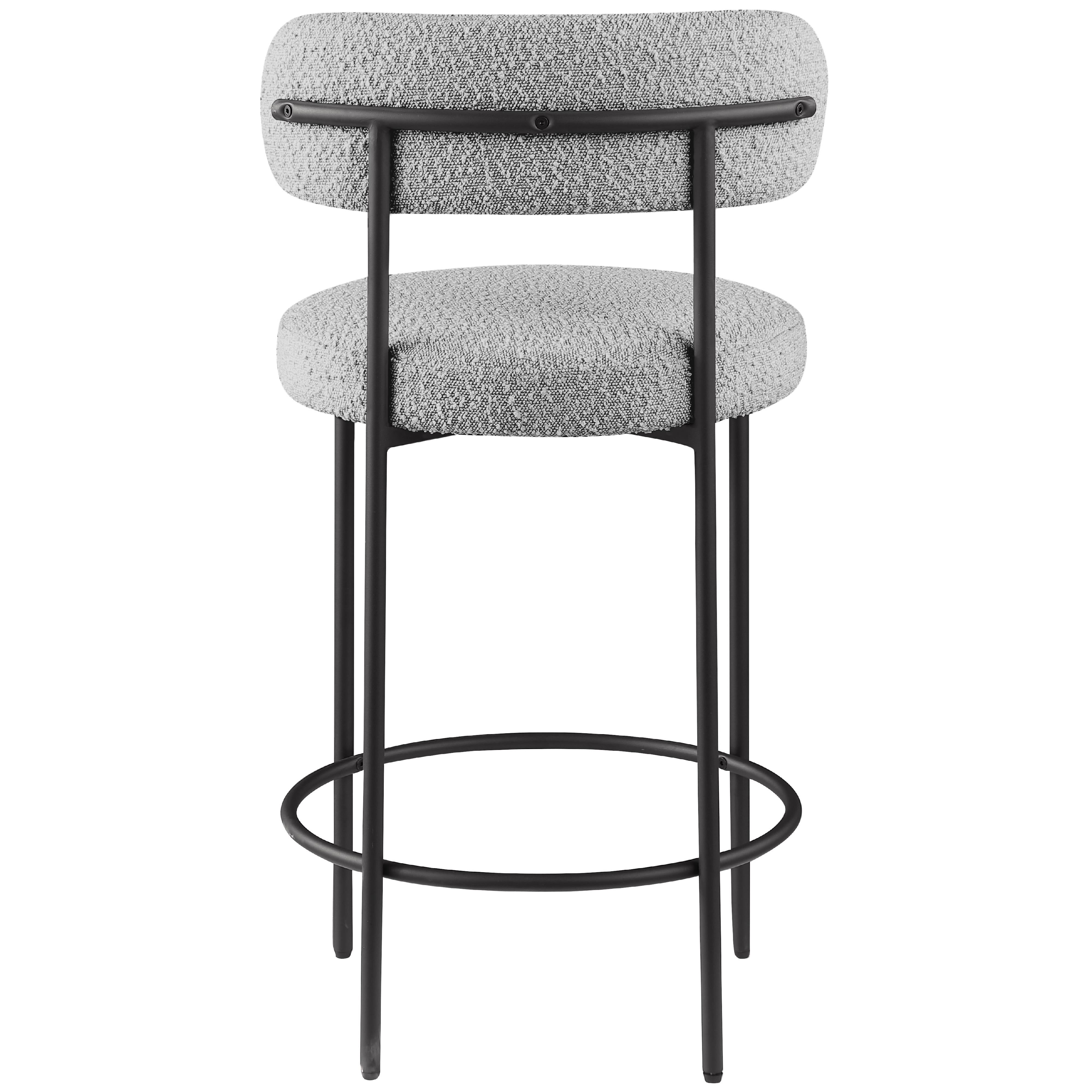 Meridian Beacon Grey Boucle Fabric Stool