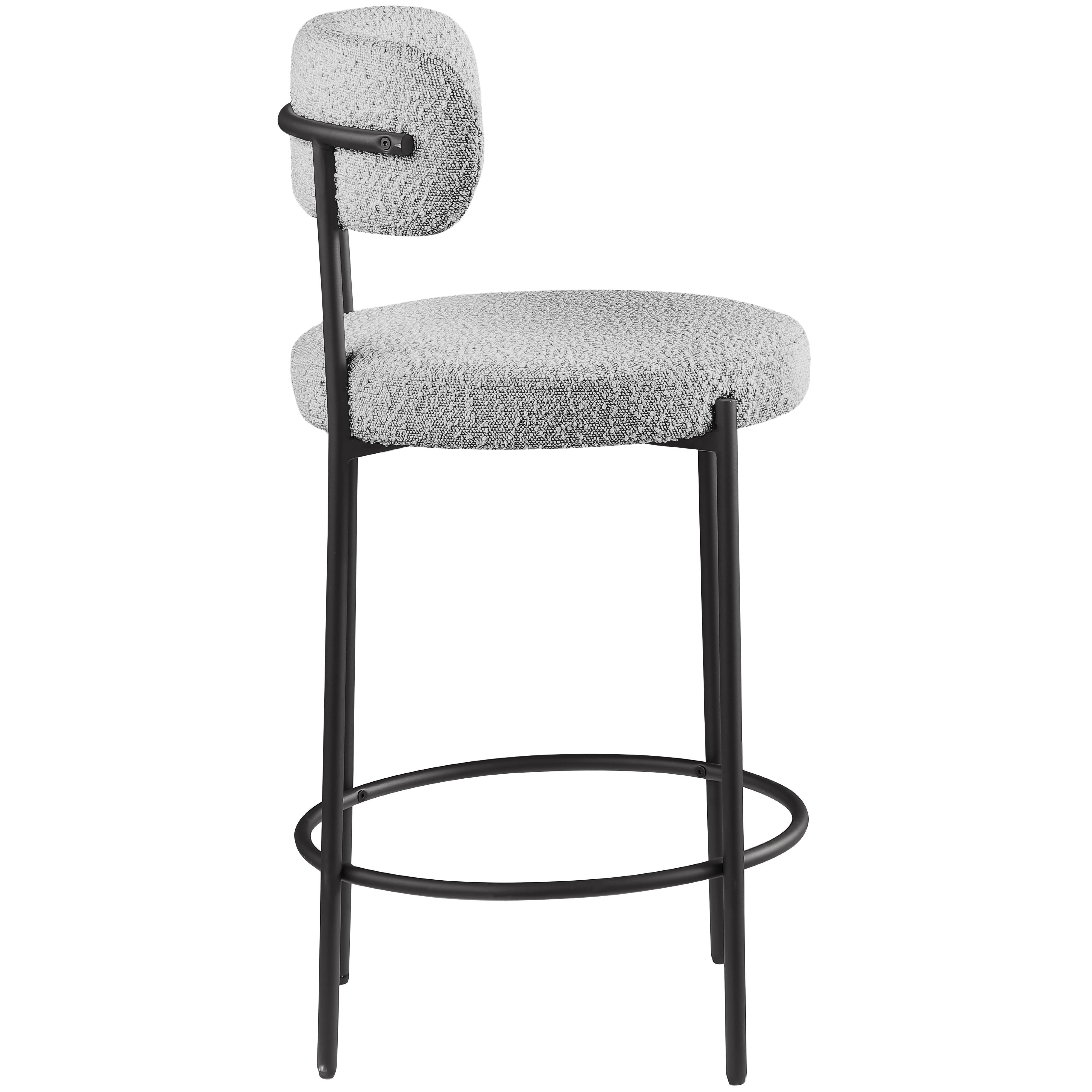 Meridian Beacon Grey Boucle Fabric Stool