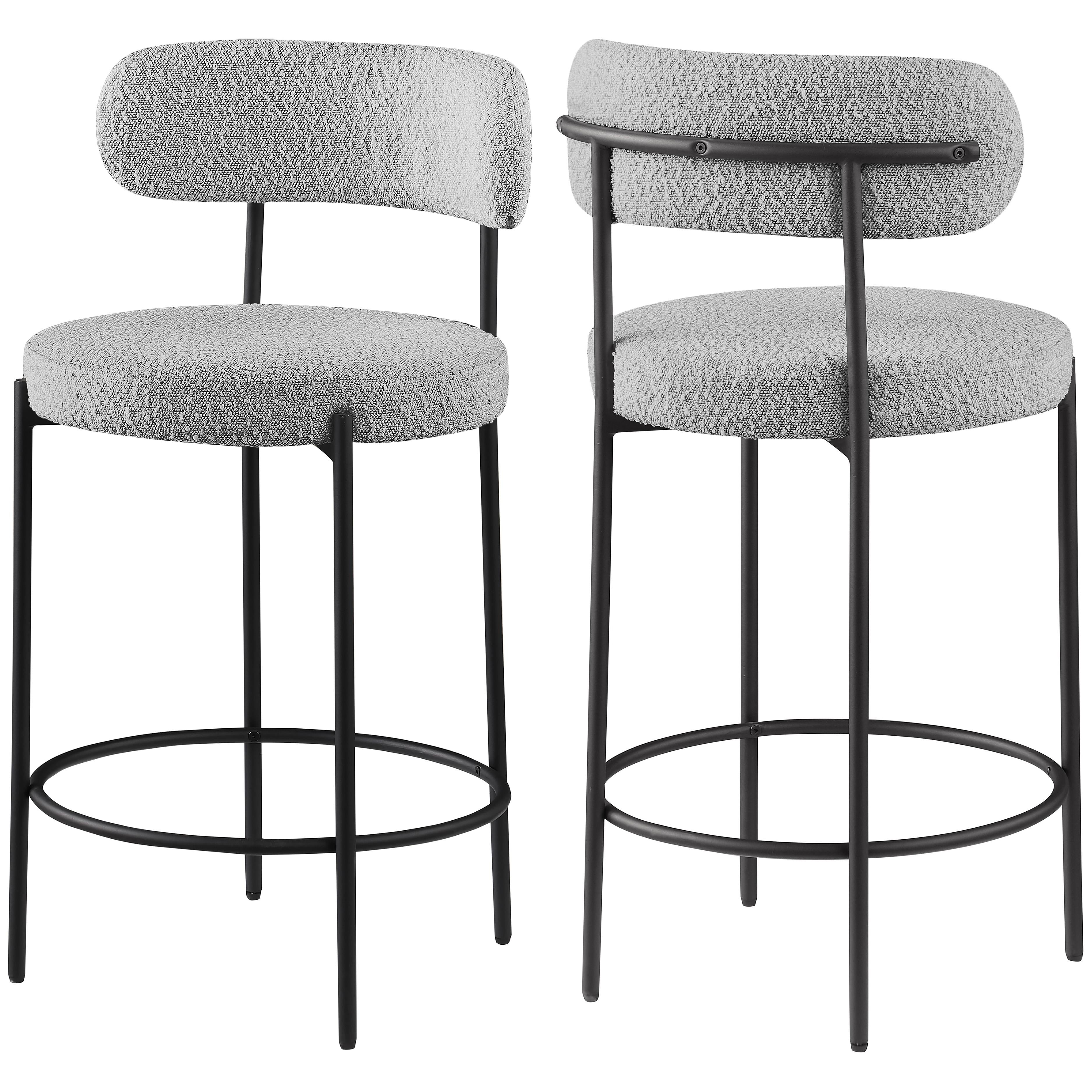 Meridian Beacon Grey Boucle Fabric Stool