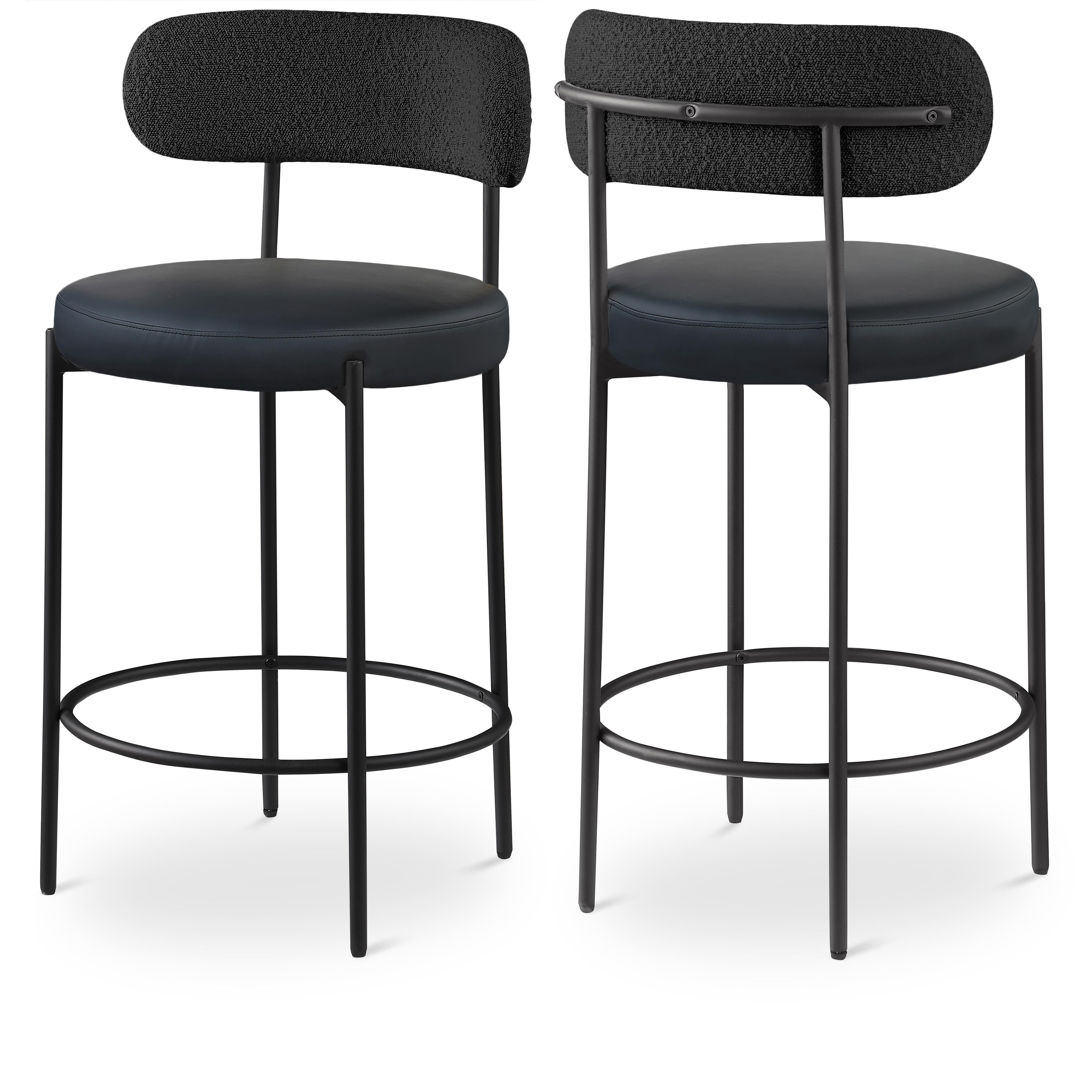 Meridian Beacon Black Vegan Leather Seat Stool