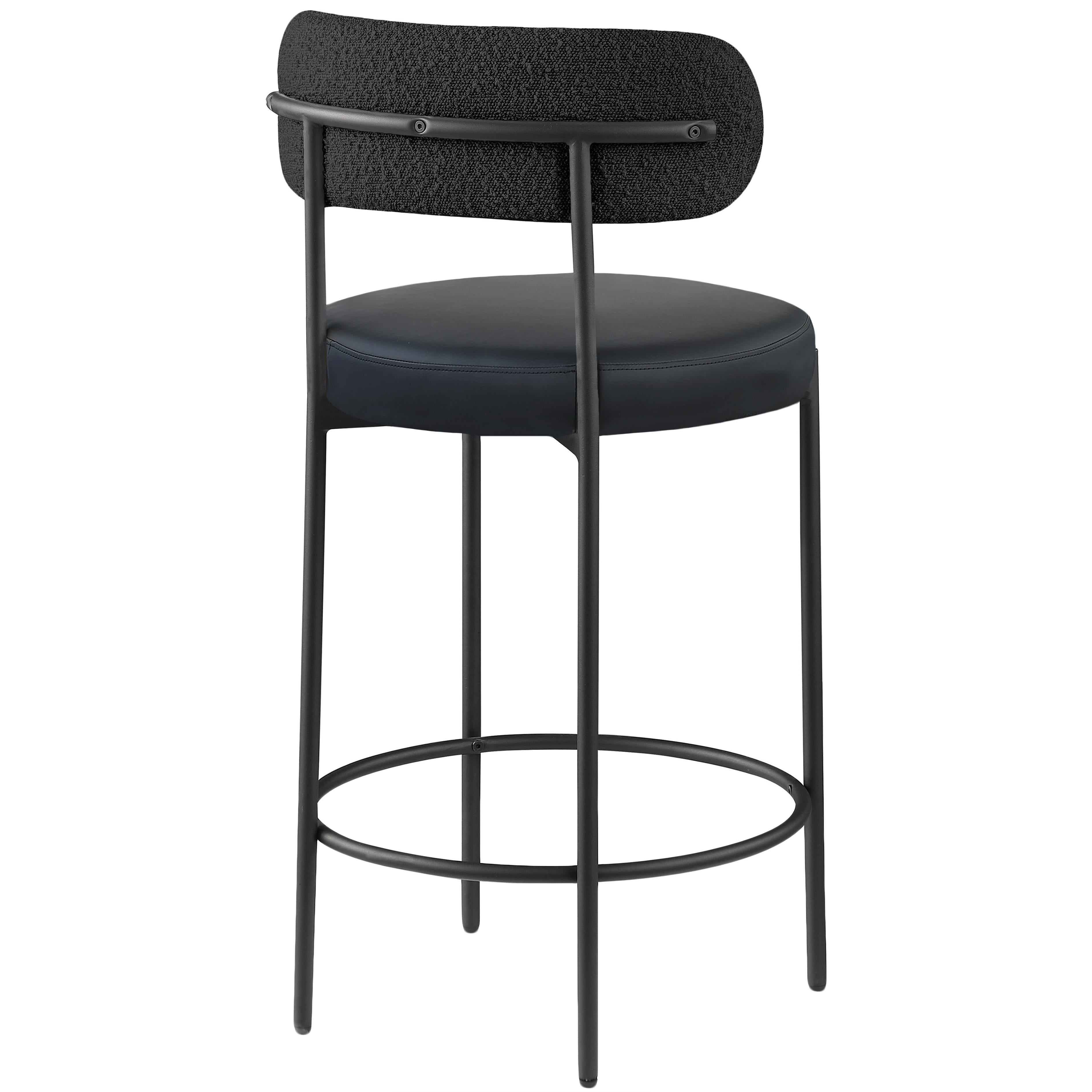 Meridian Beacon Black Vegan Leather Seat Stool