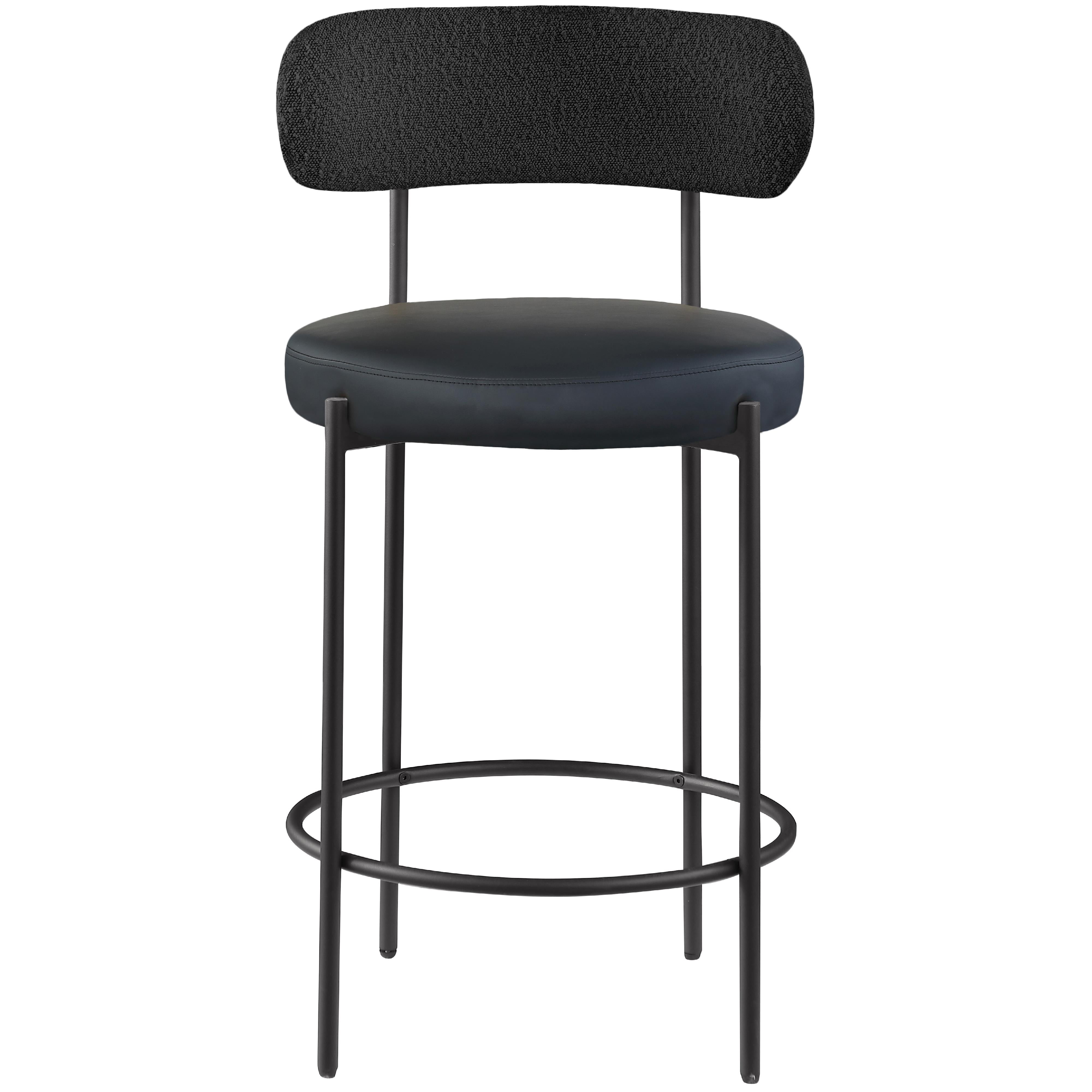 Meridian Beacon Black Vegan Leather Seat Stool