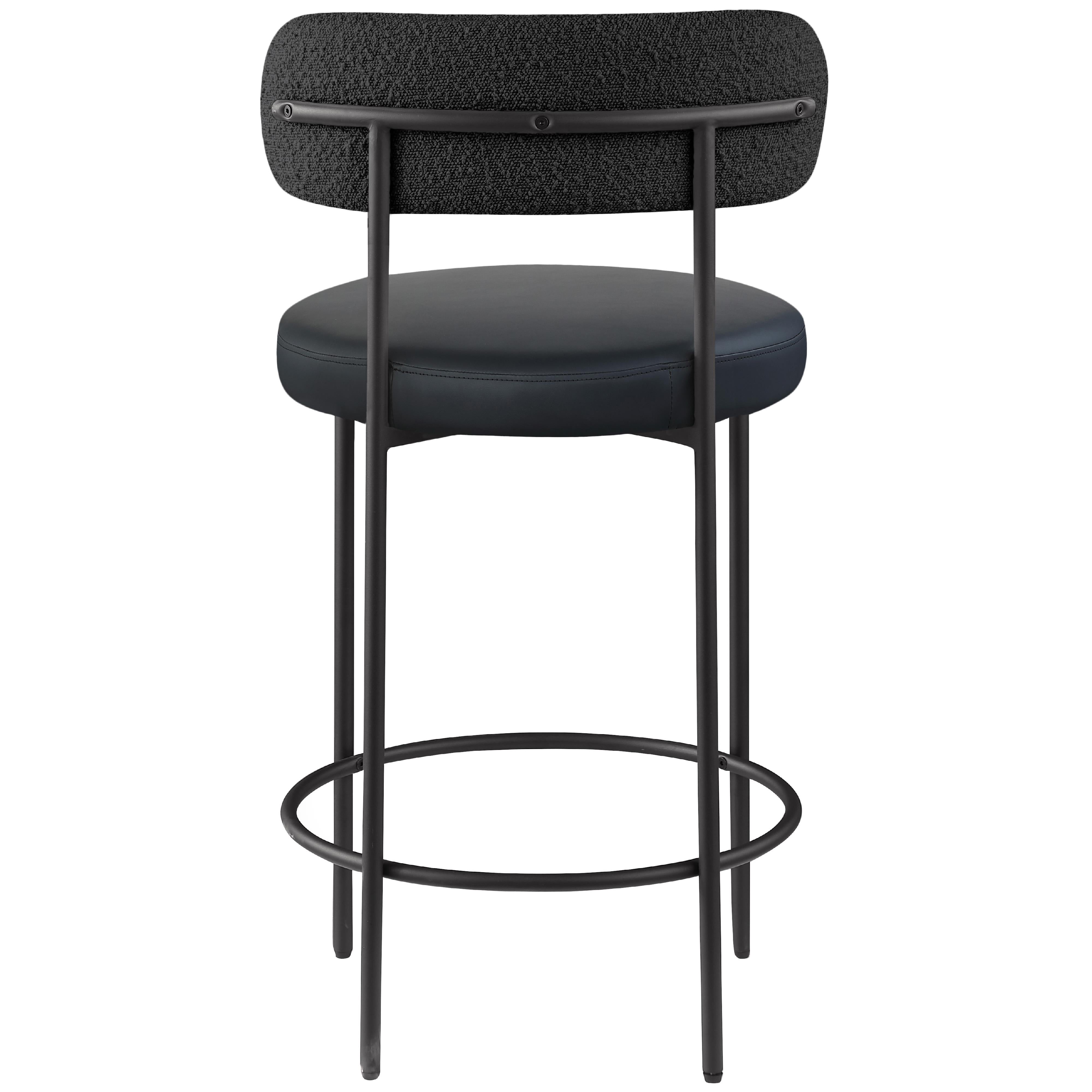 Meridian Beacon Black Vegan Leather Seat Stool