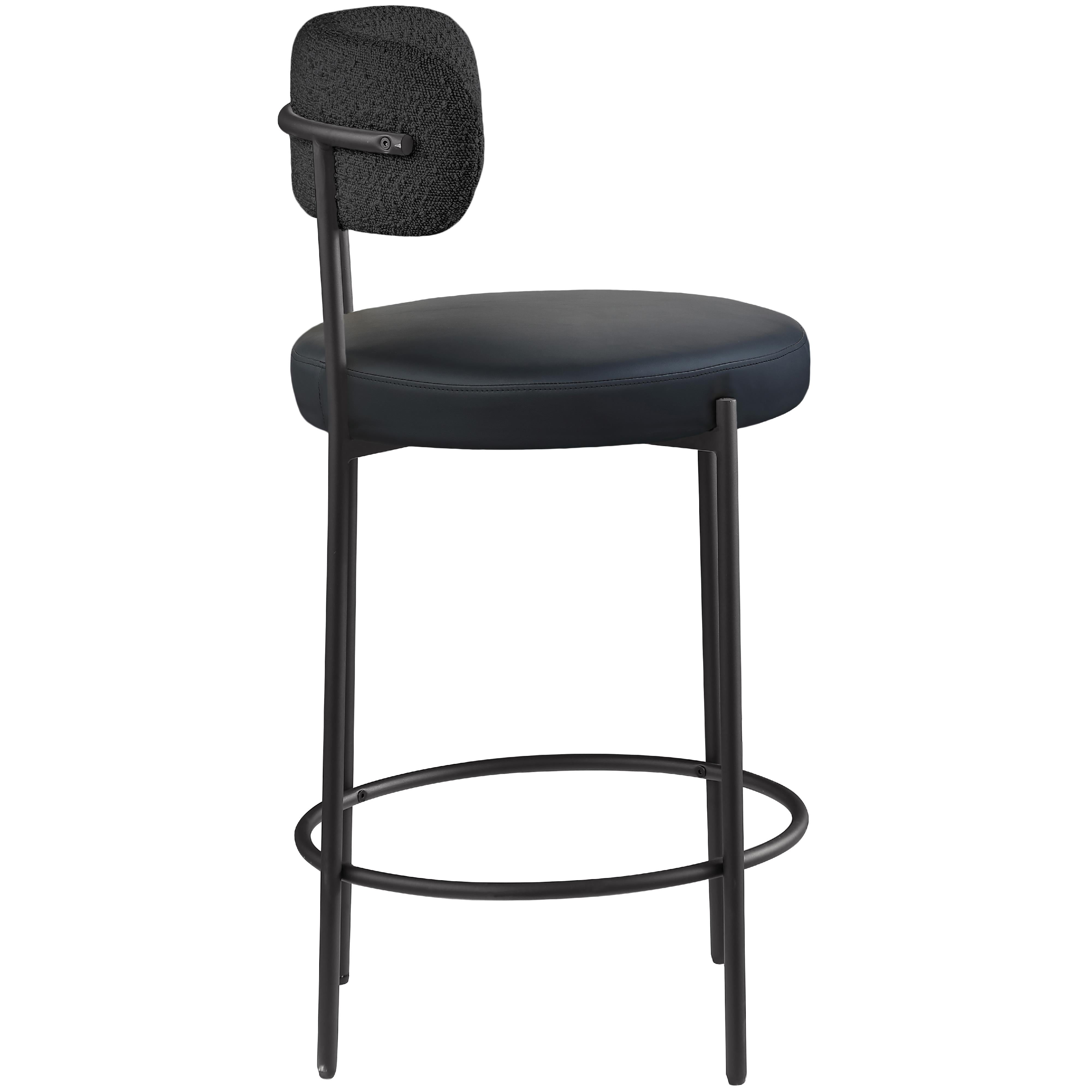 Meridian Beacon Black Vegan Leather Seat Stool