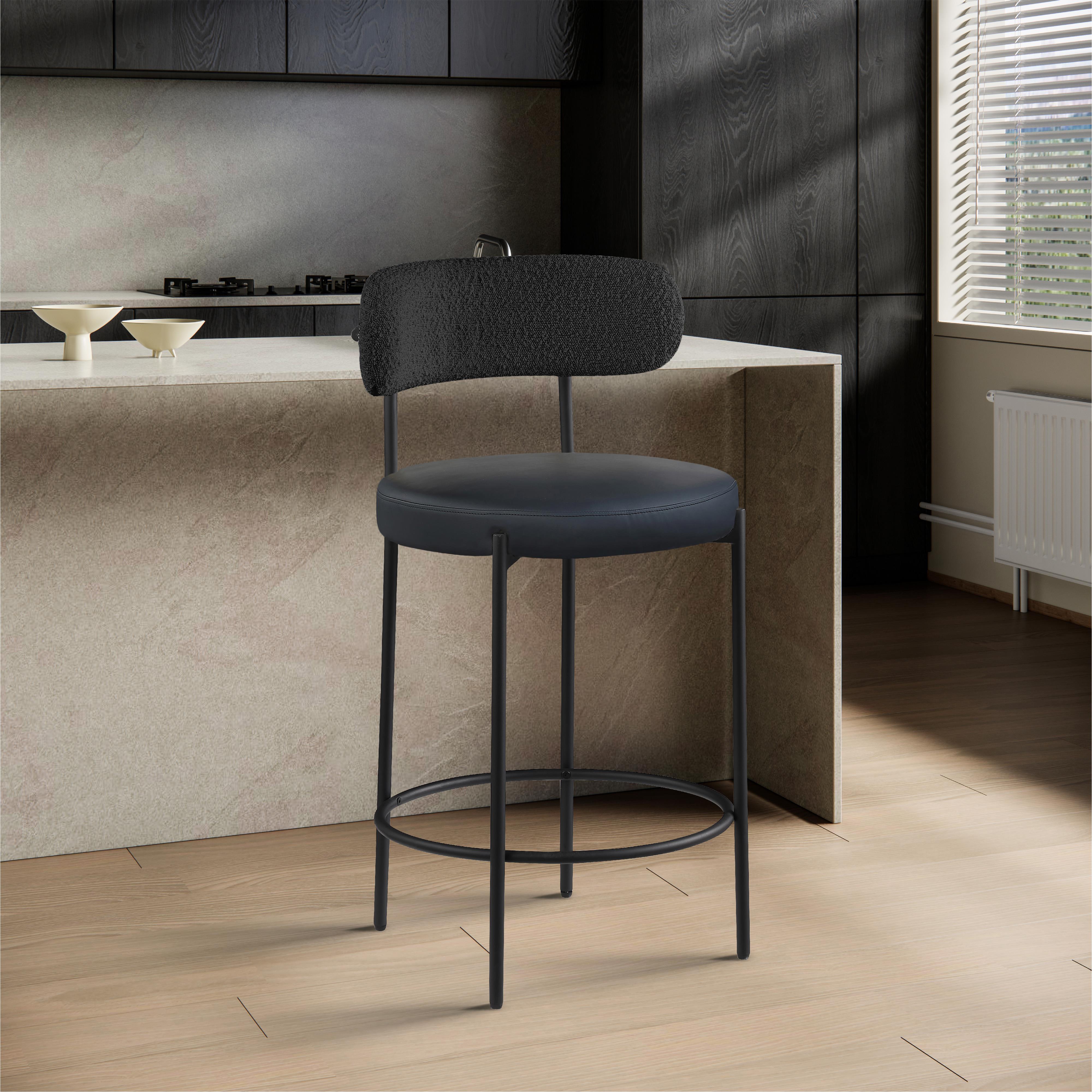 Meridian Beacon Black Vegan Leather Seat Stool