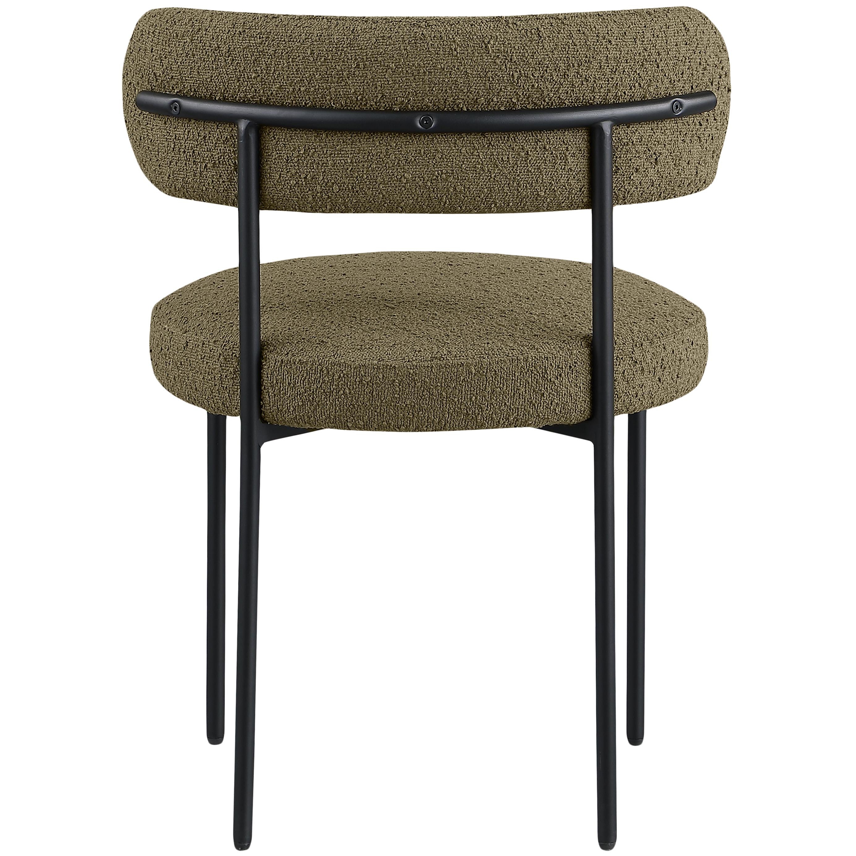 Meridian Beacon Olive Green Boucle Fabric Dining Chair