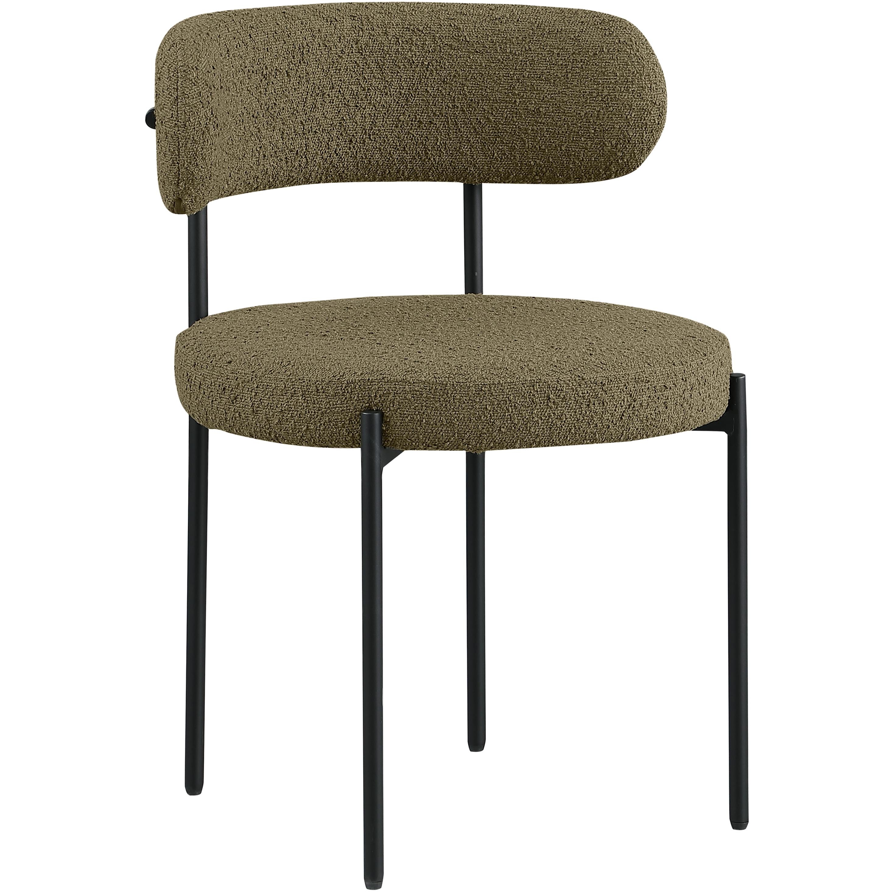 Meridian Beacon Olive Green Boucle Fabric Dining Chair