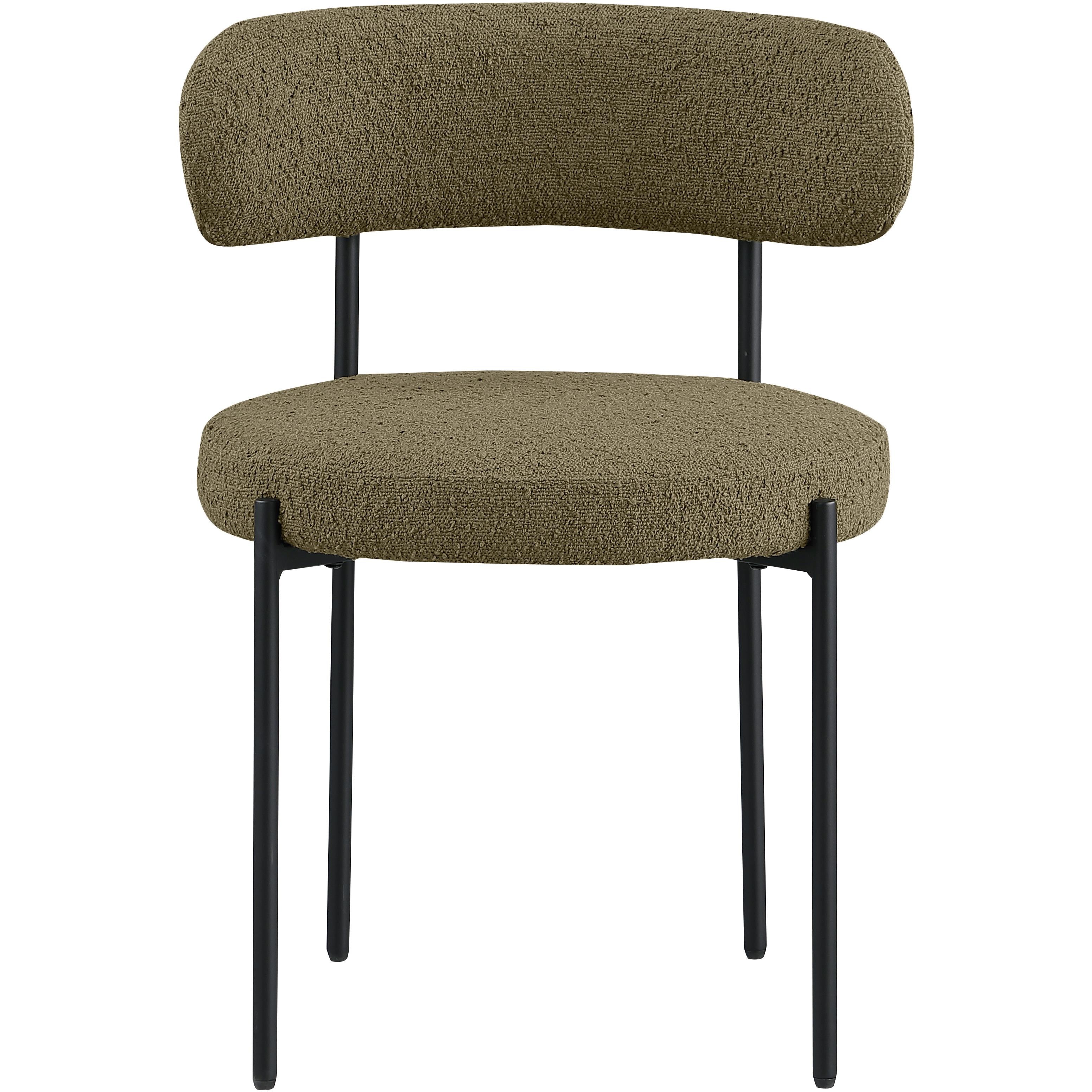 Meridian Beacon Olive Green Boucle Fabric Dining Chair