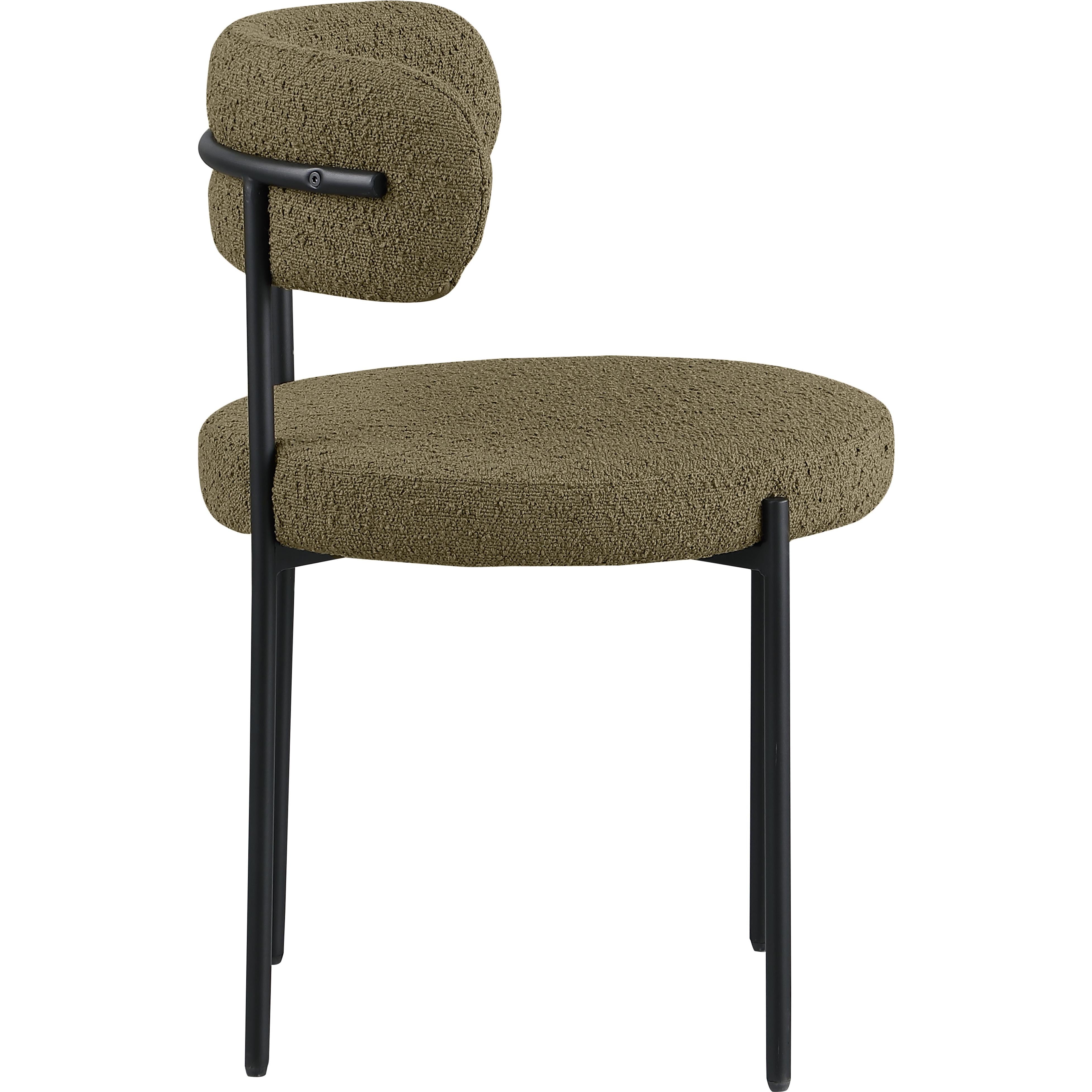 Meridian Beacon Olive Green Boucle Fabric Dining Chair