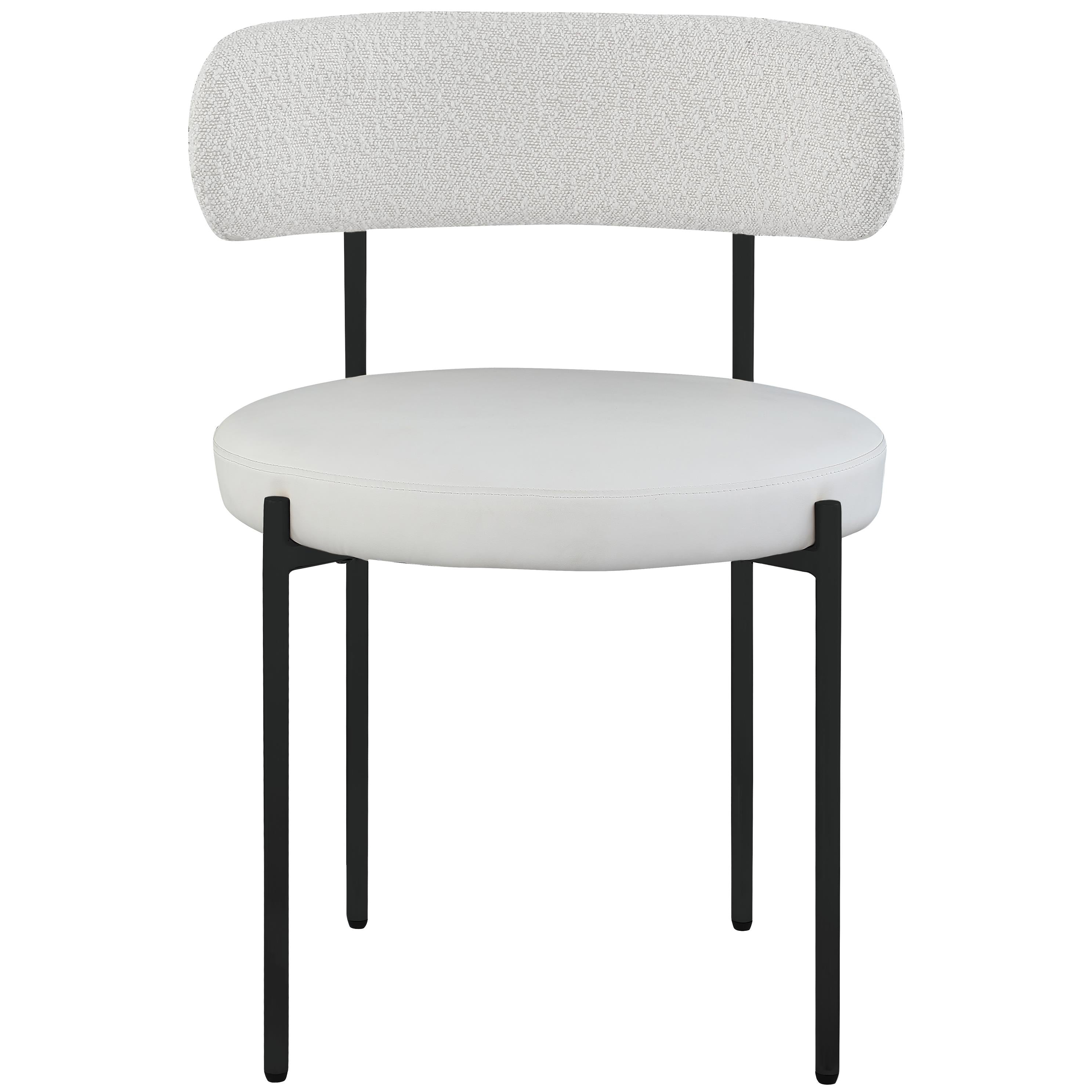 Meridian Beacon Cream Vegan Leather and Boucle Fabric Dining Chair