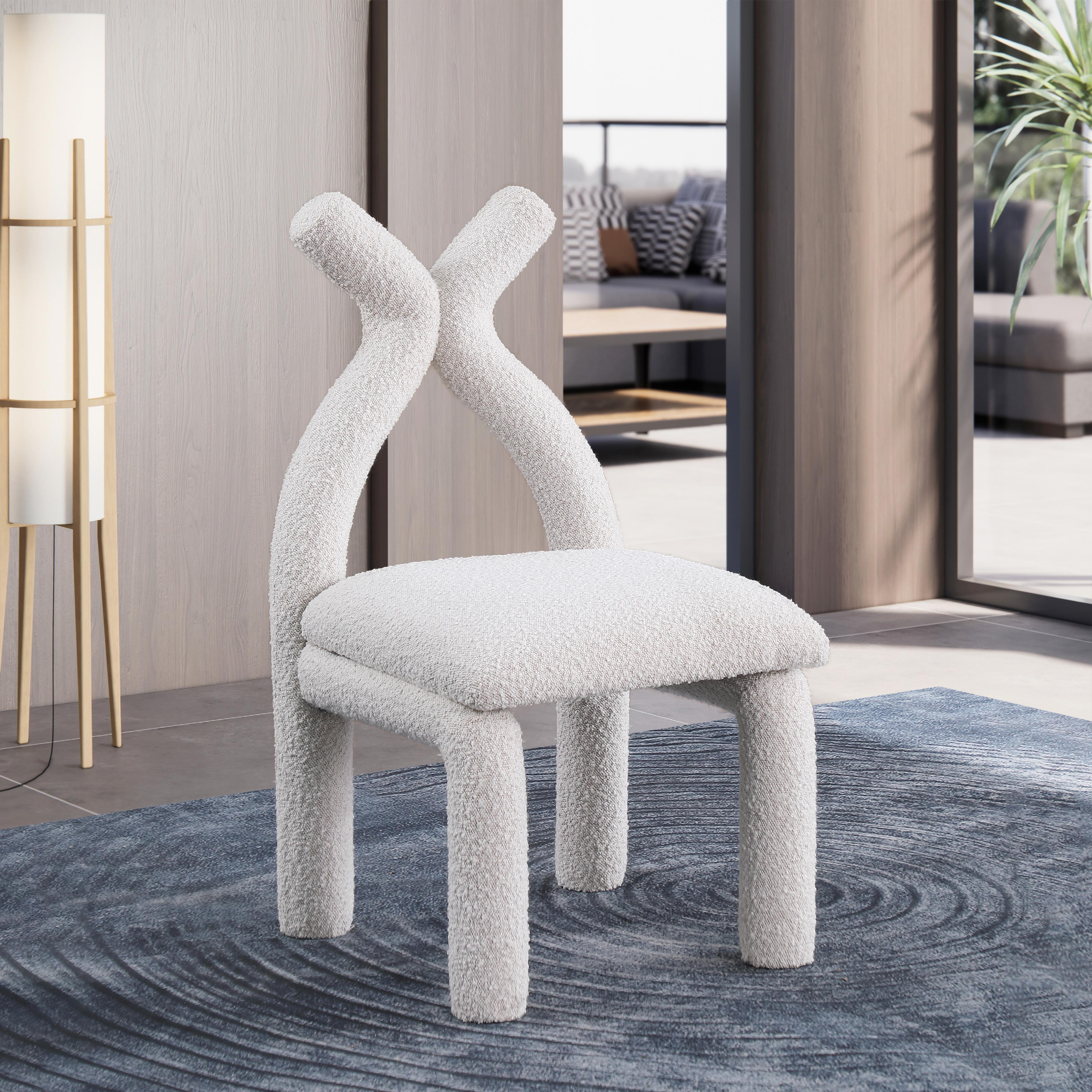 Meridian Xena Cream Boucle Fabric Accent/Dining Chair