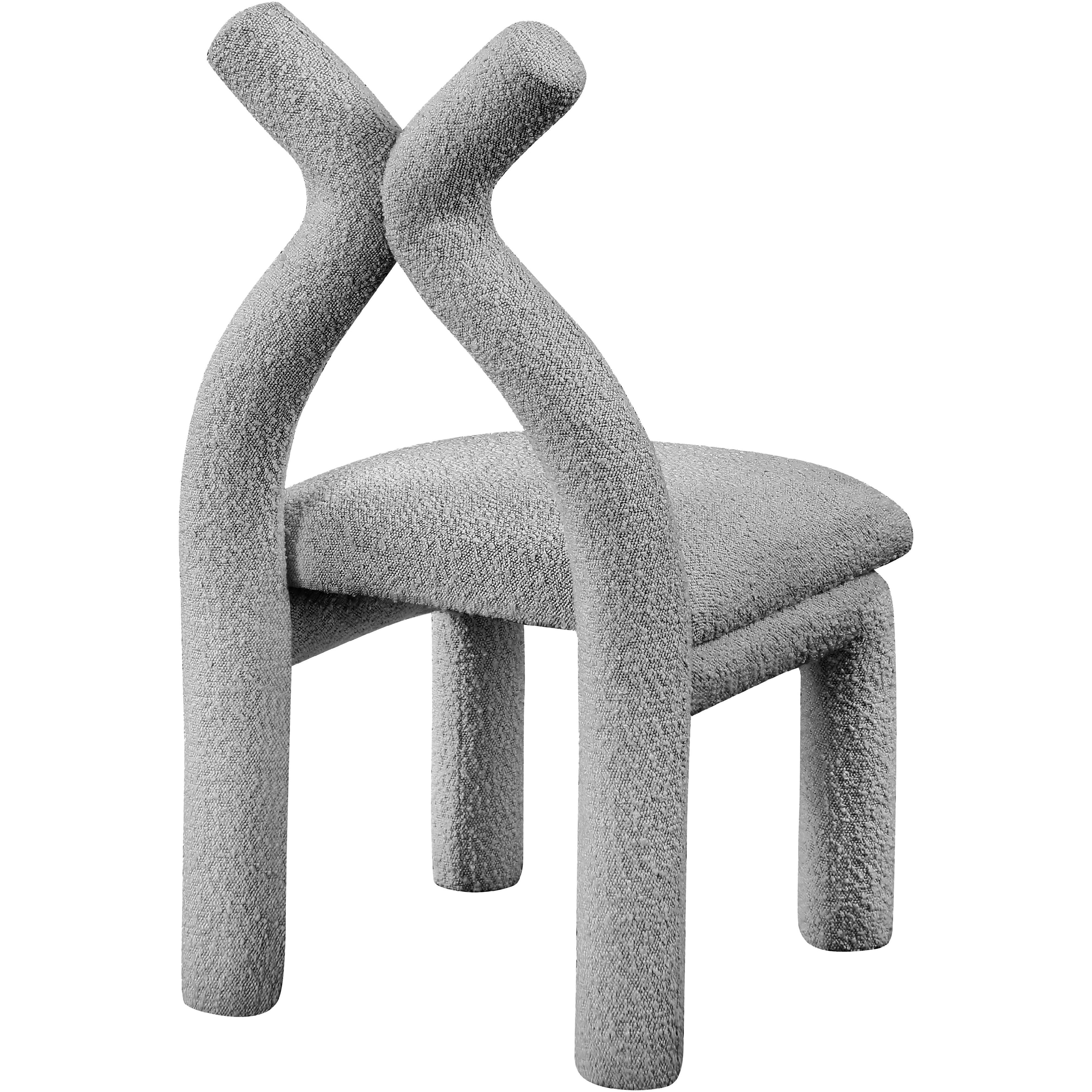 Meridian Xena Grey Boucle Fabric Accent/Dining Chair