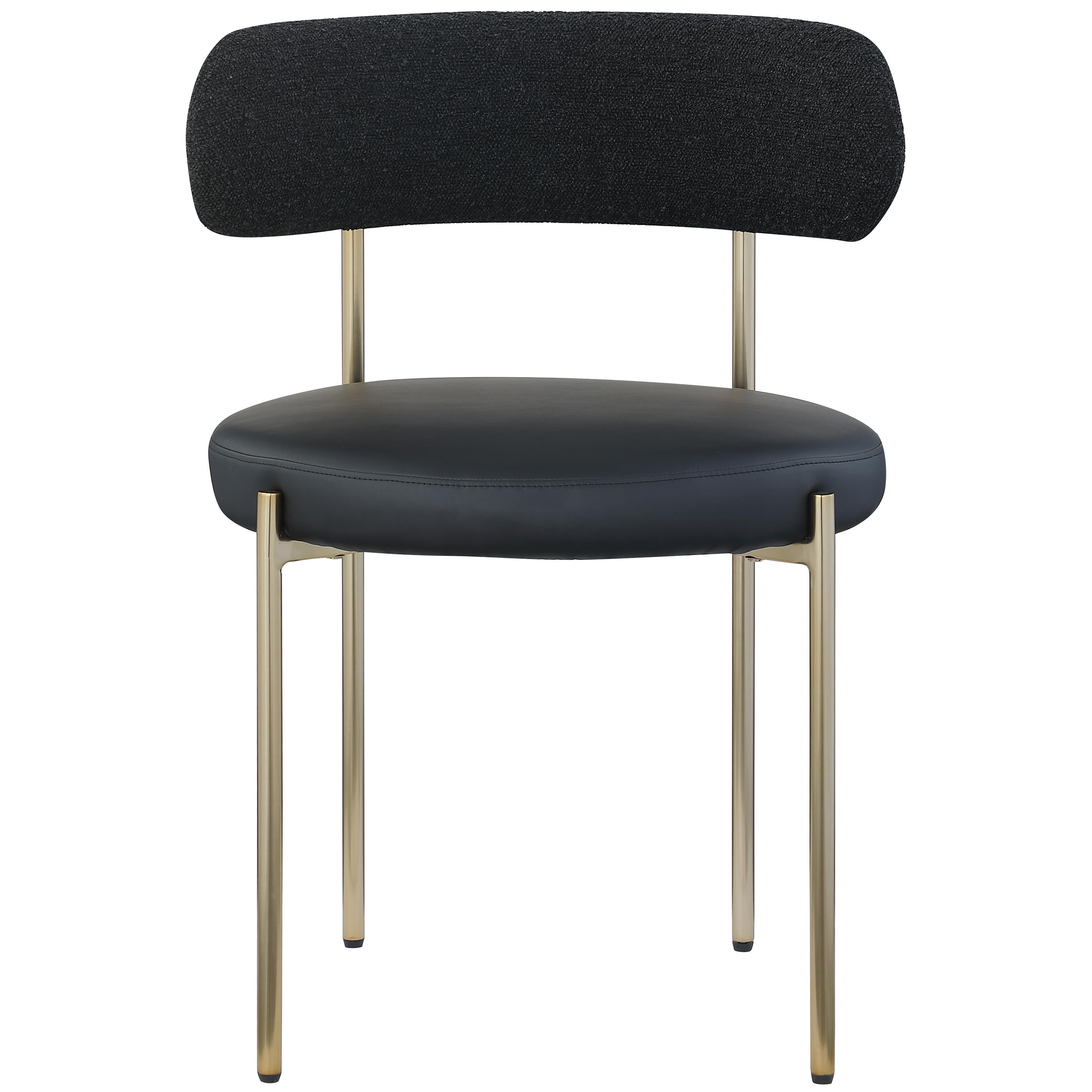 Meridian Beacon Black Vegan Leather and Boucle Fabric Dining Chair