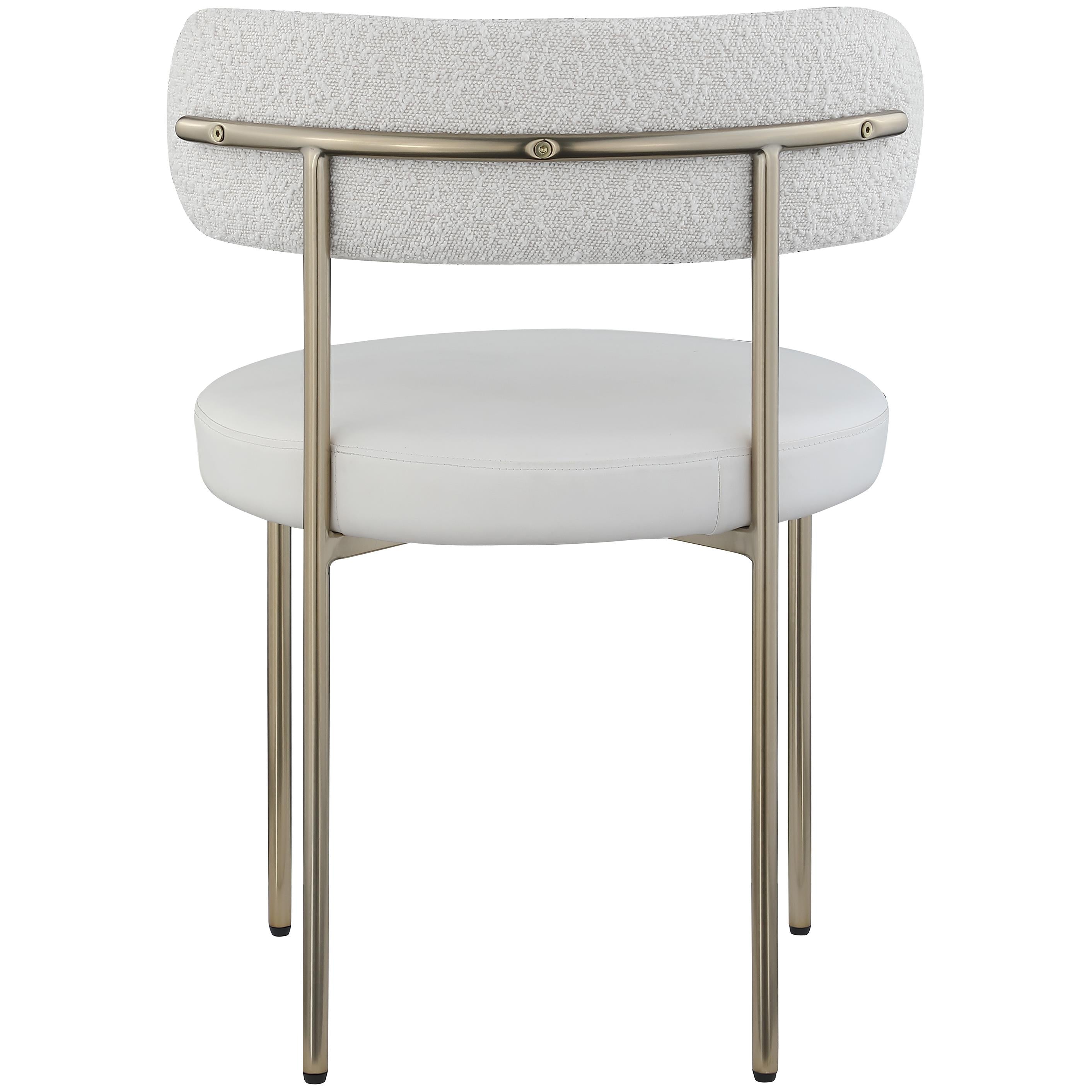 Meridian Beacon Cream Vegan Leather and Boucle Fabric Dining Chair