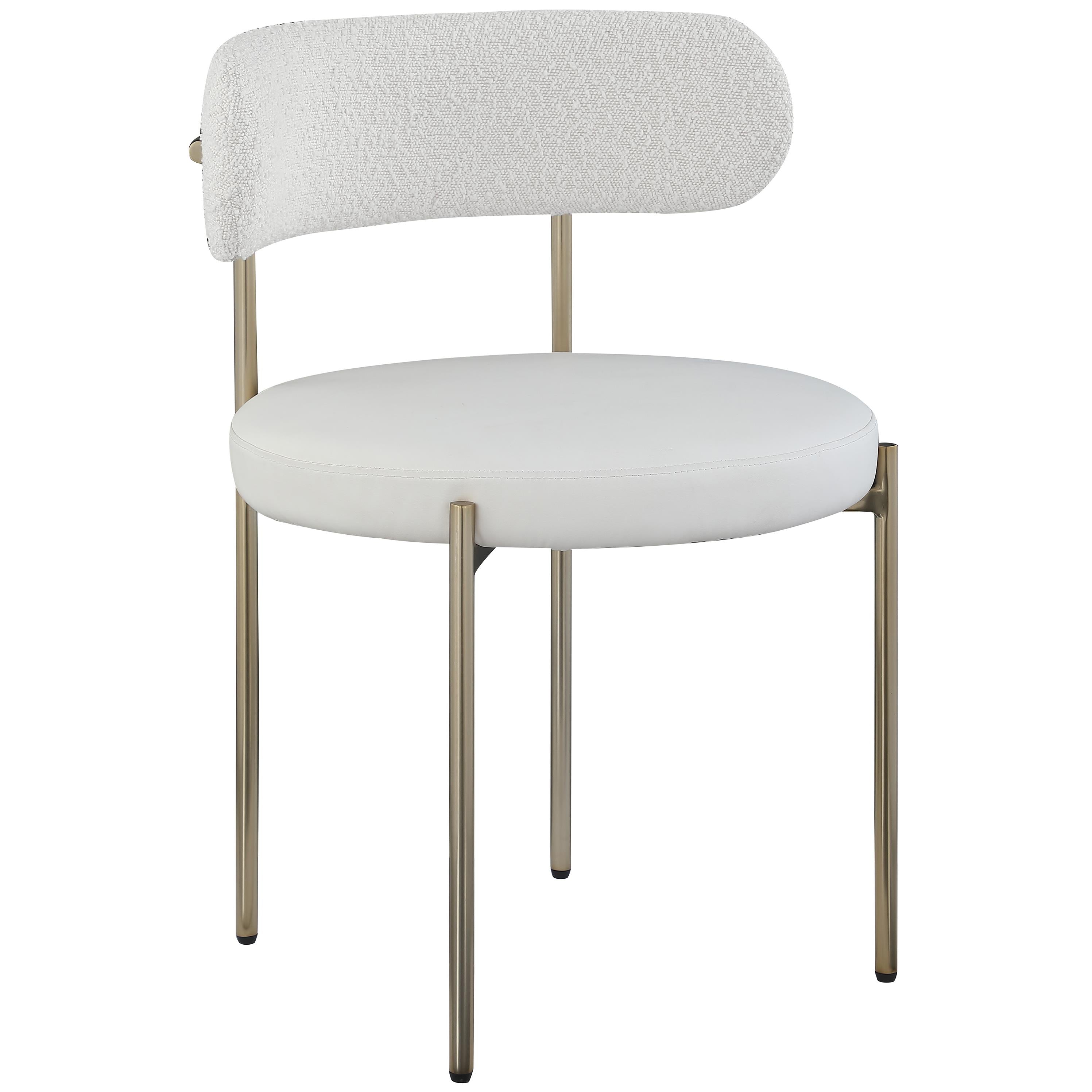 Meridian Beacon Cream Vegan Leather and Boucle Fabric Dining Chair