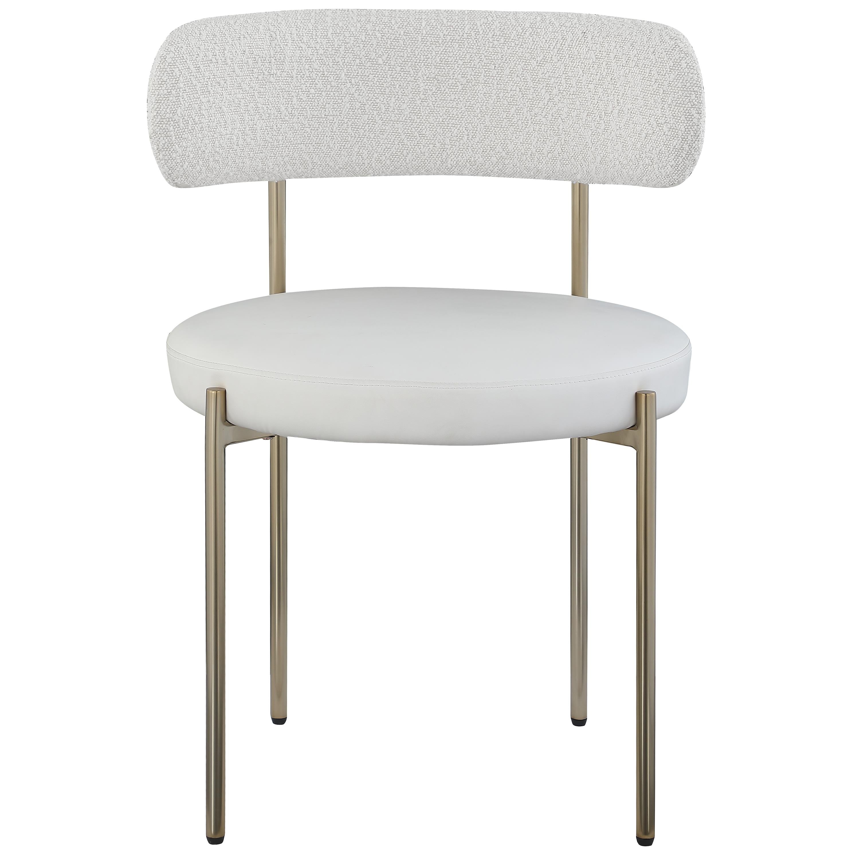 Meridian Beacon Cream Vegan Leather and Boucle Fabric Dining Chair